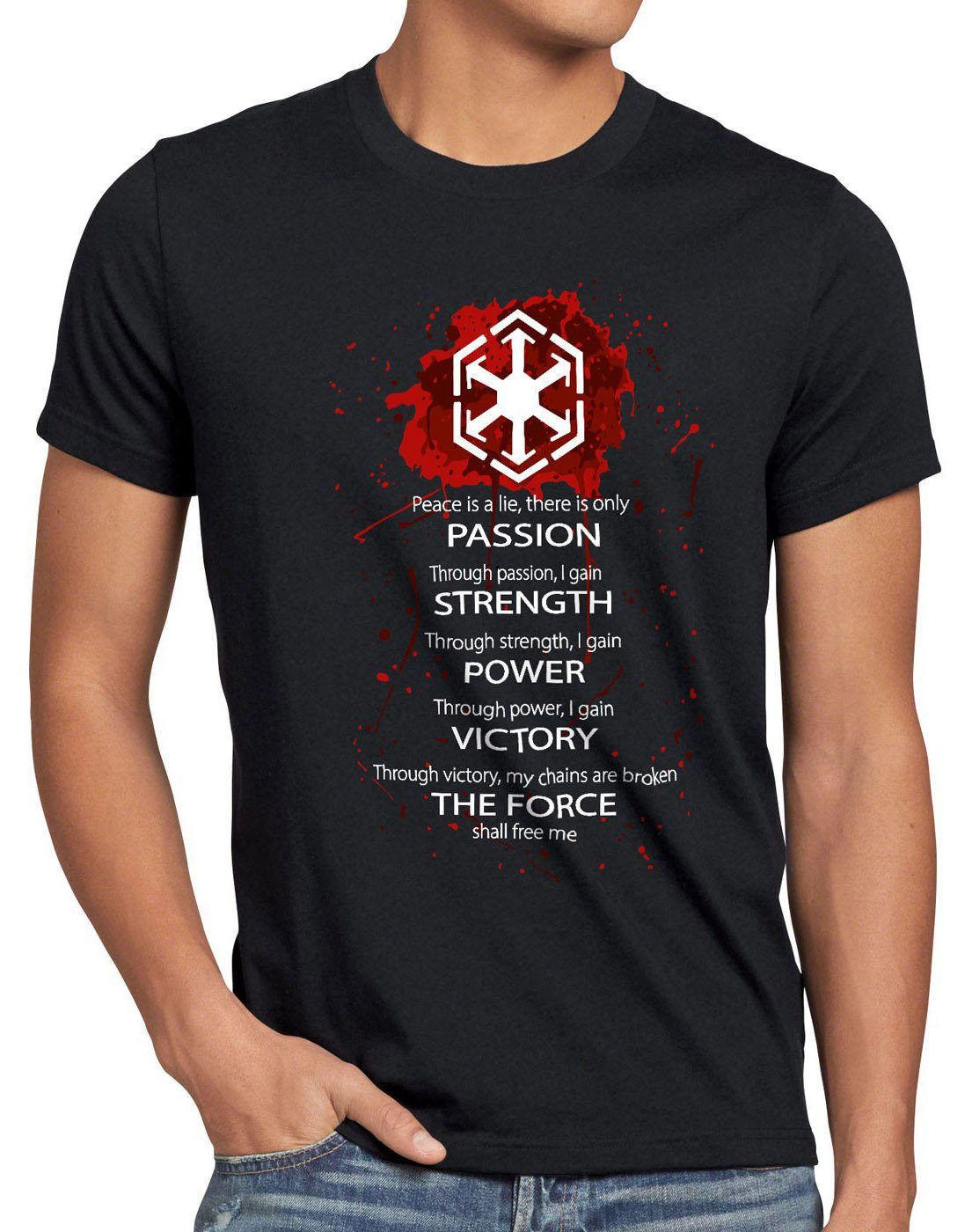 style3 Print-Shirt Herren T-Shirt Sith Code lord ritter luke rebellion darth wars vader star maul schwarz
