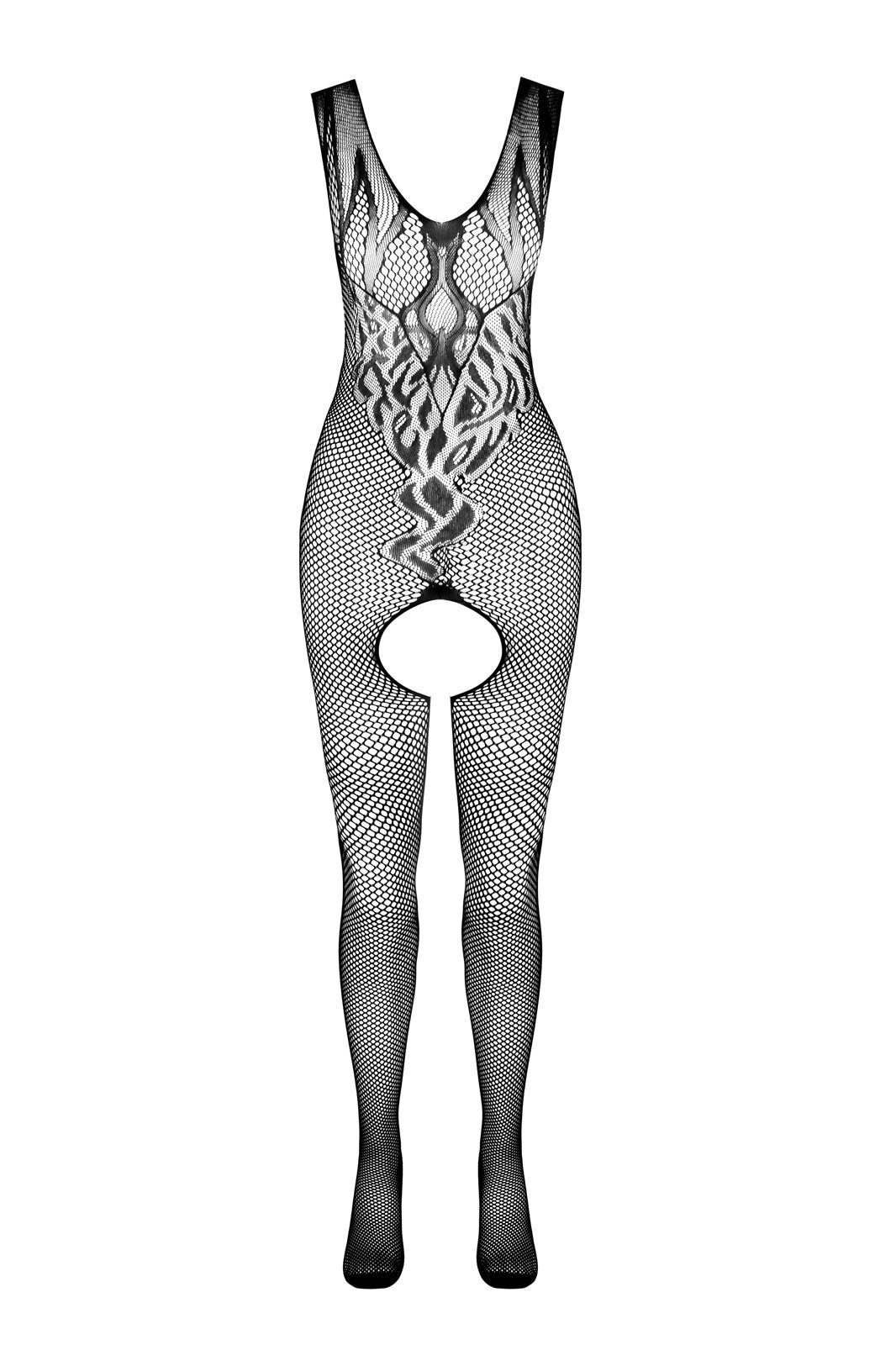 Passion Bodystocking Bodystocking in schwarz Catsuit ouvert pofrei aus 20 DEN (1 St)