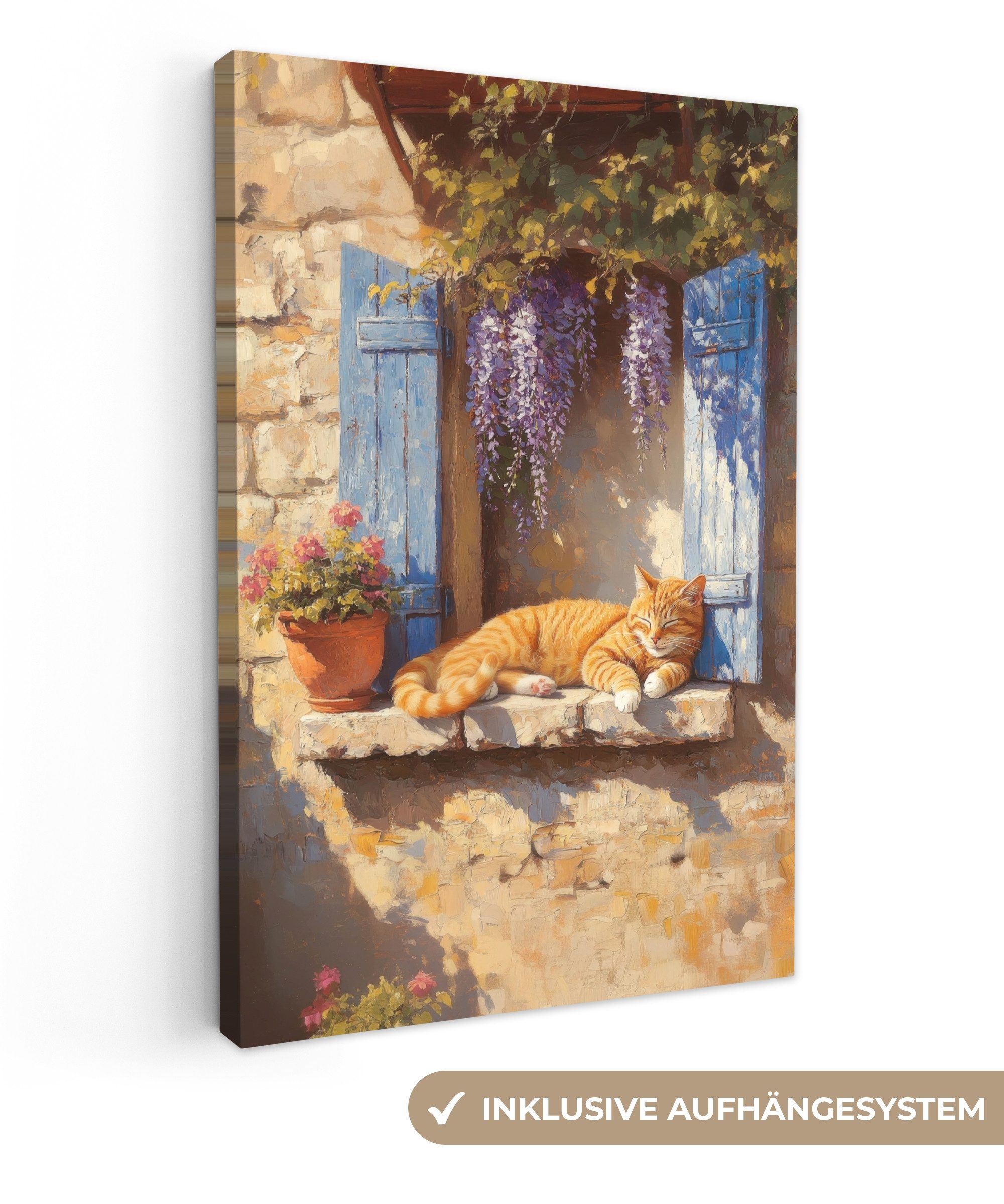 OneMillionCanvasses® Leinwandbild Katze - Fensterbank aus günstig online kaufen