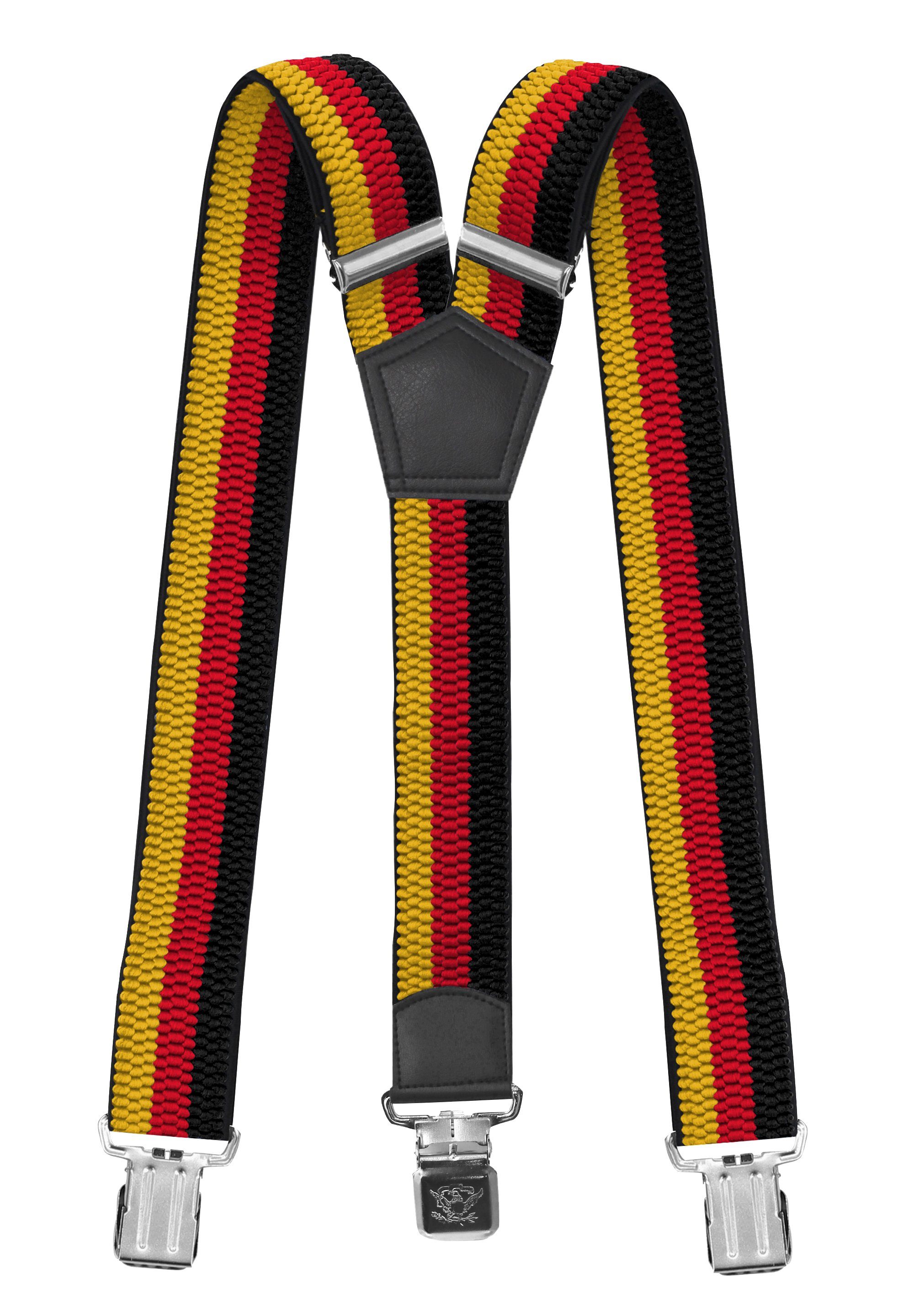 4cm Fabio Farini Hosenträger extra verstellbar Schwarz/Rot/Gelb Clipverschluss, mit starken Y-Design Breites