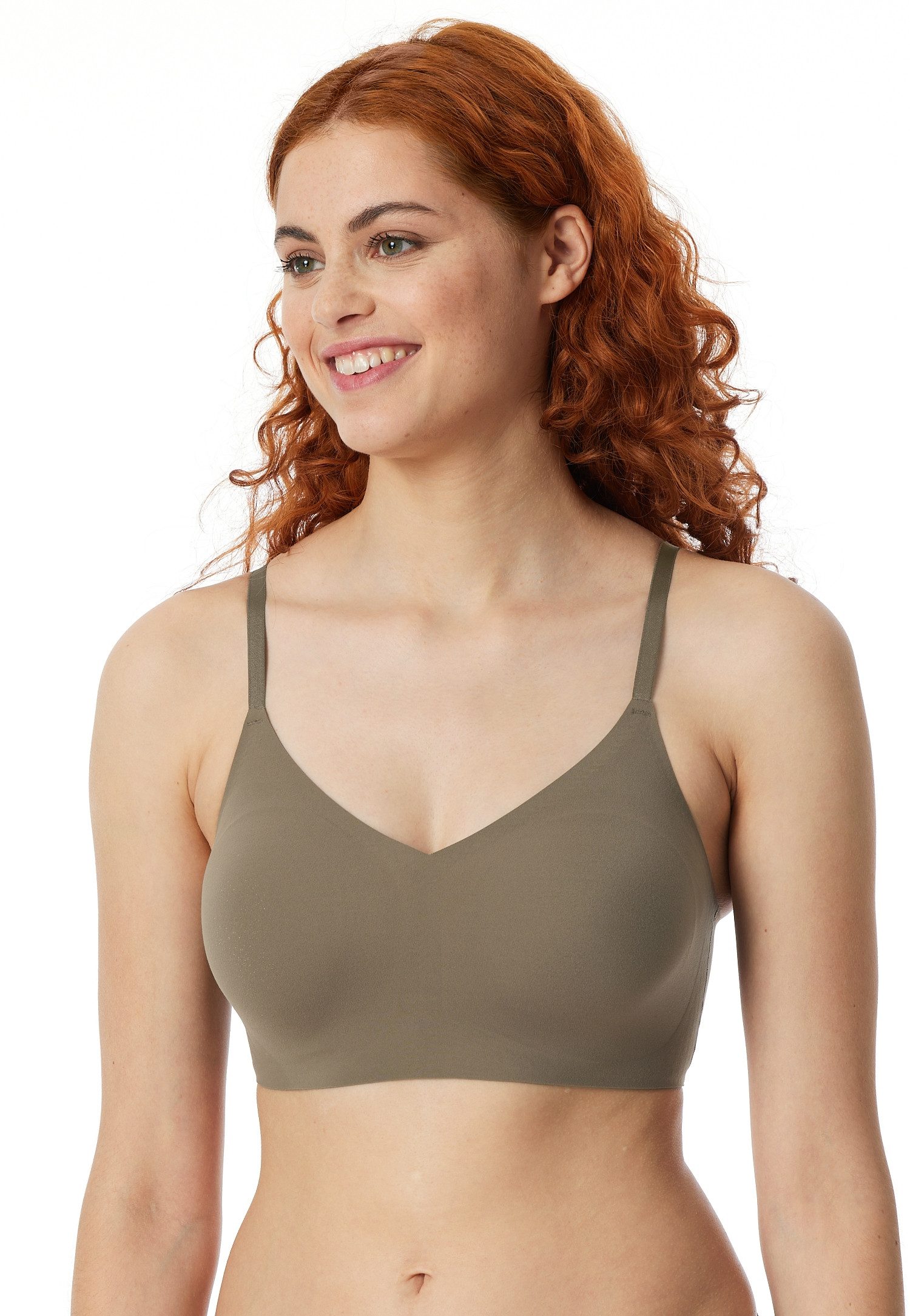 Schiesser Bustier Invisible Soft Mikrofaser, herausnehmbare Pads, V-Ausschnitt, Lasercut-Abschlüsse