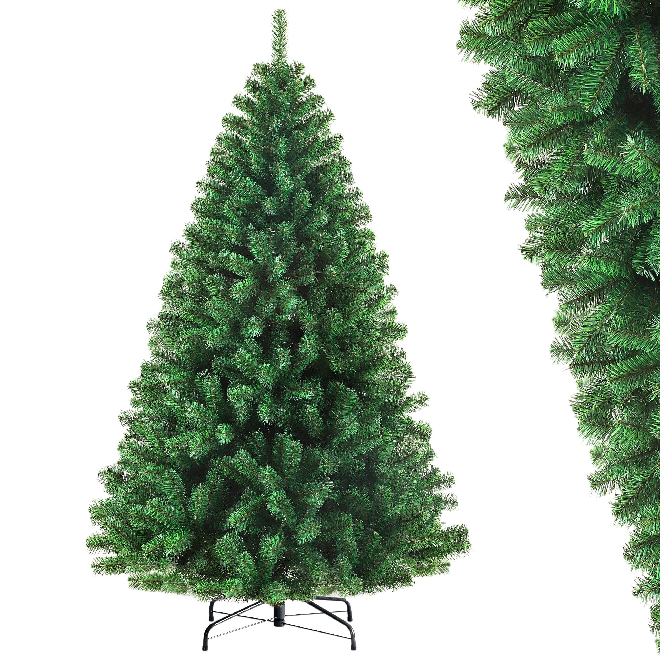 WHEELYOU Künstlicher Weihnachtsbaum 180/210 cm mit LED Beleuchtung, 8 Lichtmodi, klassische grüne Tanne, Klassische Grün-Tanne, dichte …