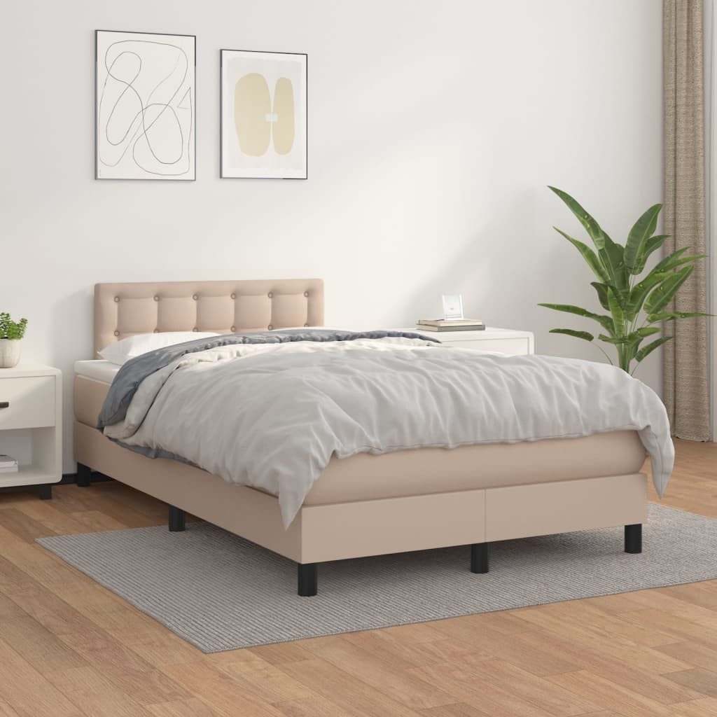vidaXL Boxspringbett, Boxspringbett Matratze Cappuccino-Braun 120x200cm Kun günstig online kaufen