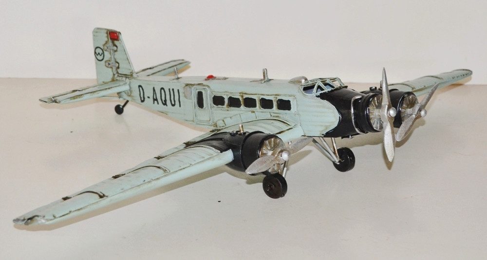 JS GartenDeko Modellflugzeug Blechflugzeug Modellflugzeug Marke Junkers JU 52 Modell B 52 cm