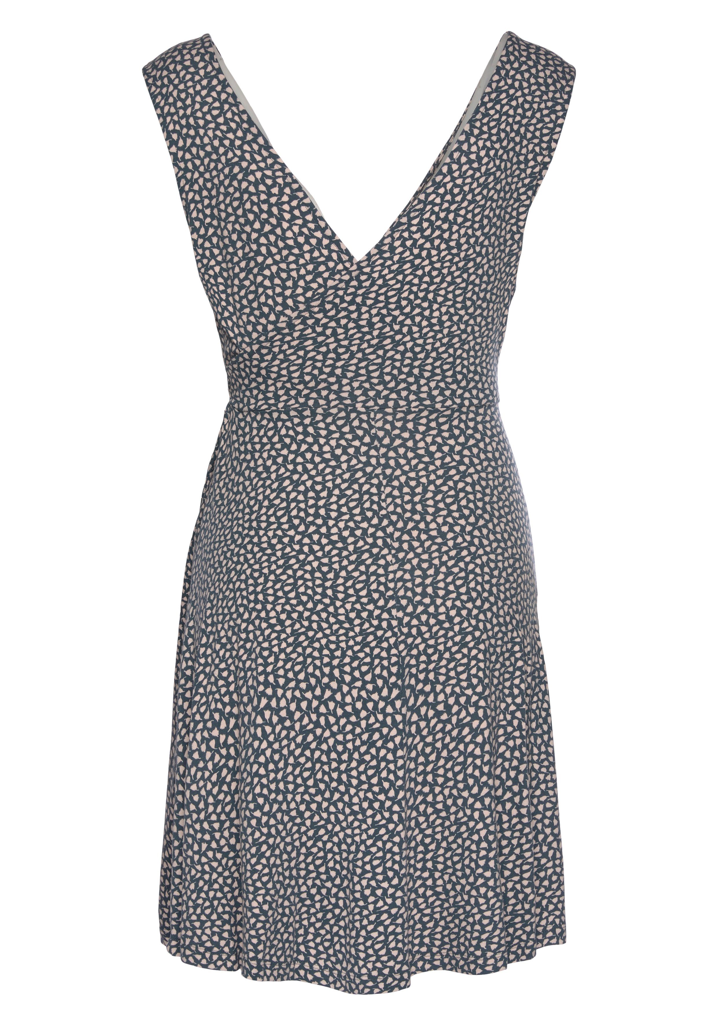 s.Oliver Strandkleid mit zartem Blumenprint und Bindeband Jerseykleid in Wickeloptik, Sommerkleid, Druckkleid, Viskosekleid