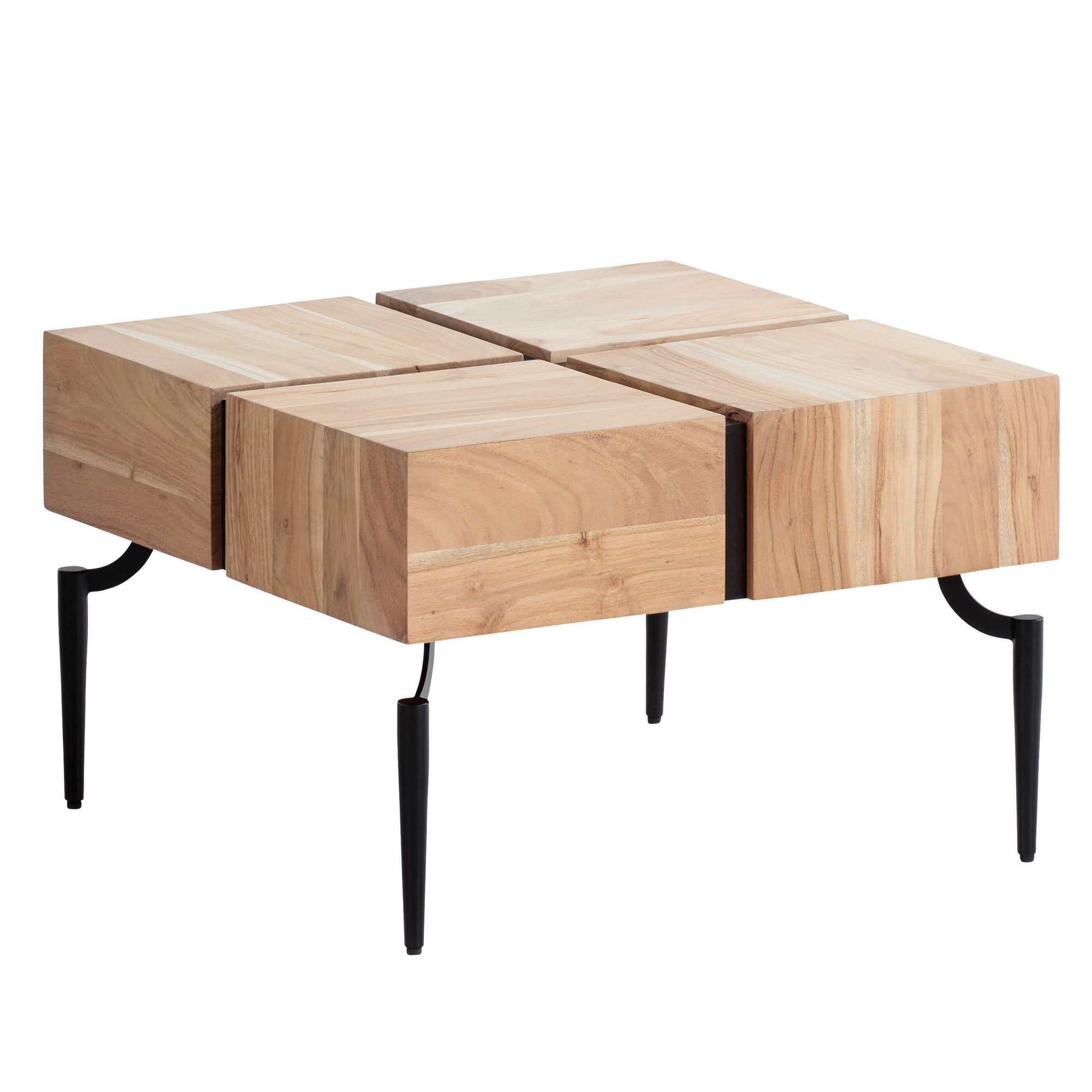 FINEBUY Couchtisch FB61215 (60x60x40 cm Akazie günstig online kaufen