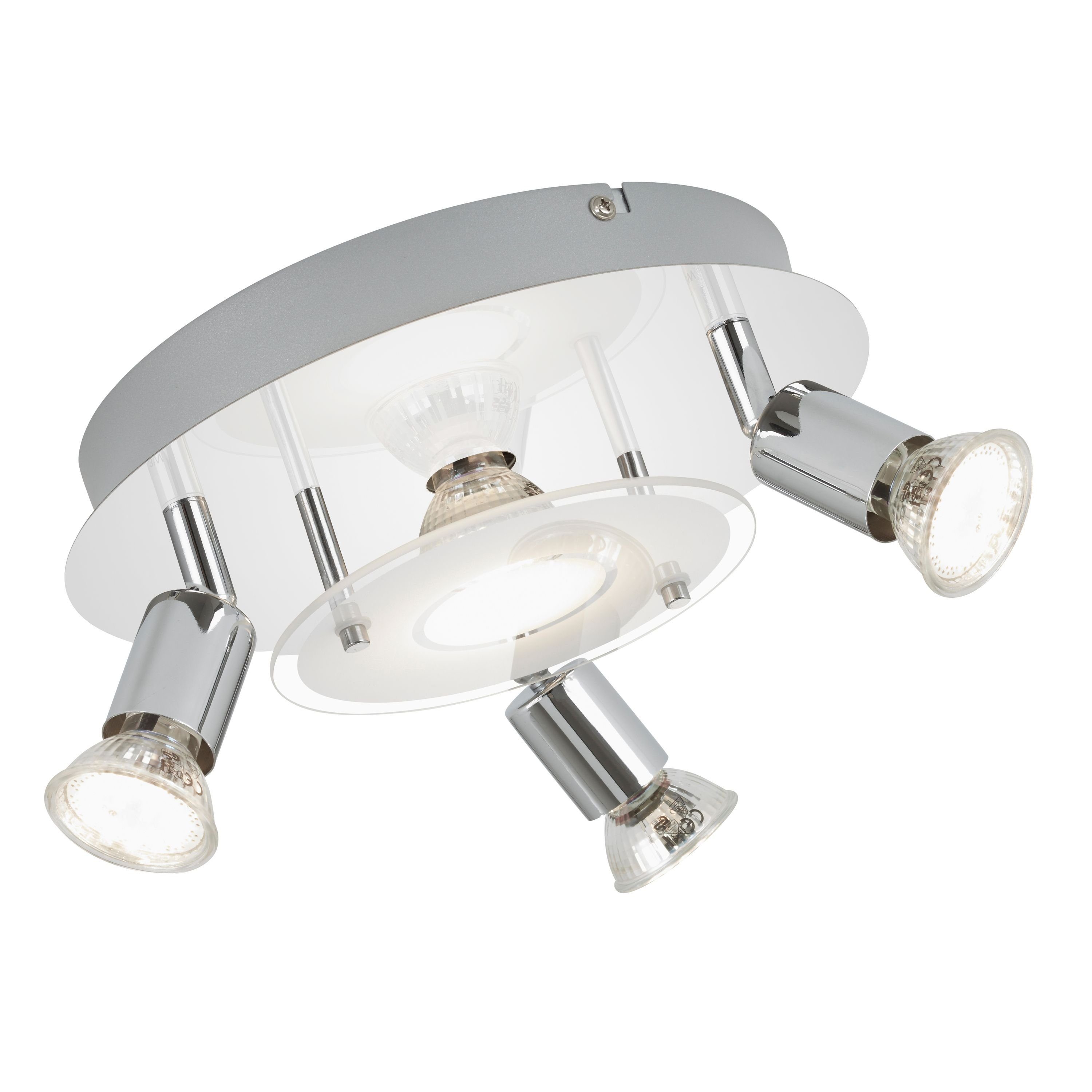 Leuchten LED chrom, Deckenlampe 3498-048, Warmweiß, wechselbar, GU10, LED Deckenleuchte Briloner