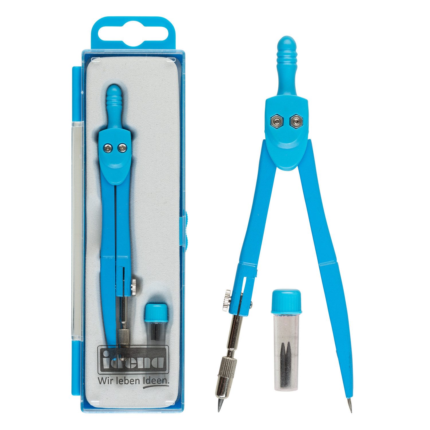 Idena Zirkel Idena 22070 - Schulzirkel mit Ersatzminen, hellblau, 1 Stück