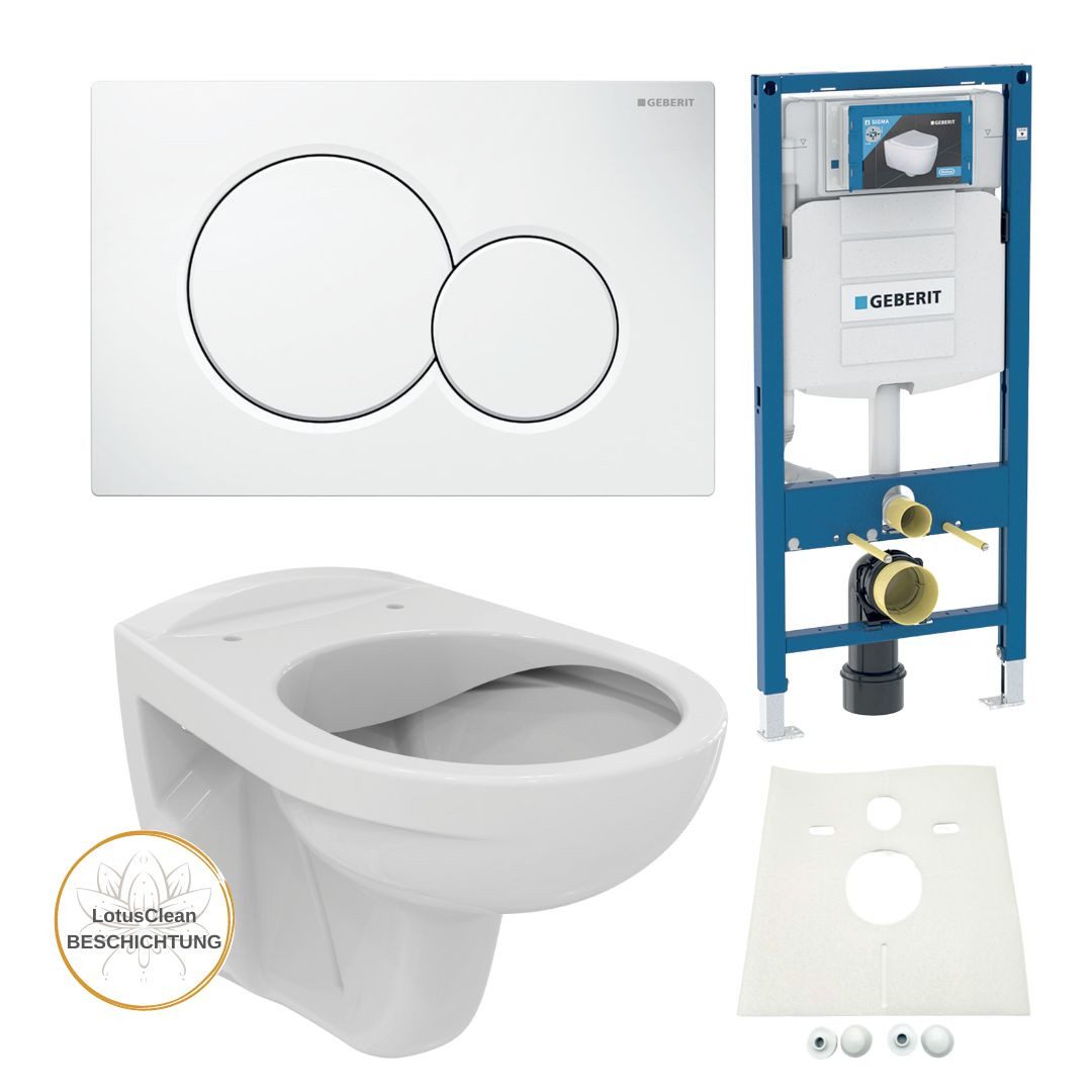 GEBERIT Vorwandelement WC Geberit Spülkasten Sigma Ideal Standard WC randlos, Spar-Set