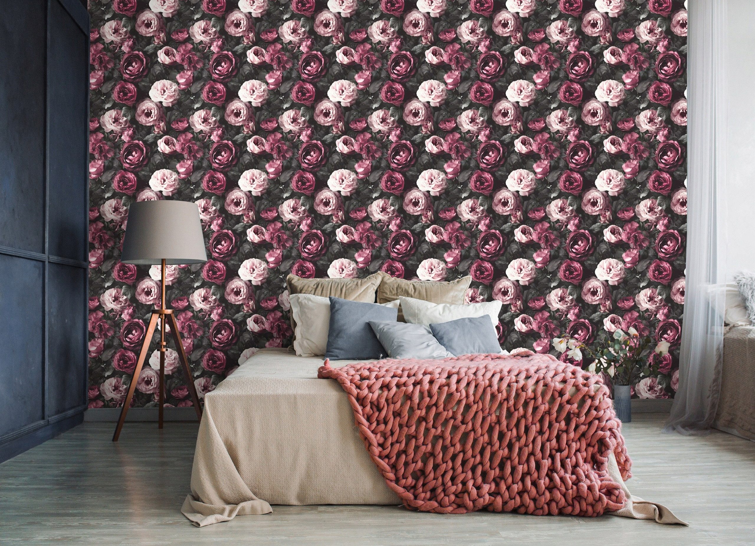 Wallarena Fototapete Blumen Vlies strapazierfähig lichtecht Wohnzimmer Schlafzimmer, glatt, Floral, 50 x 1000 cm
