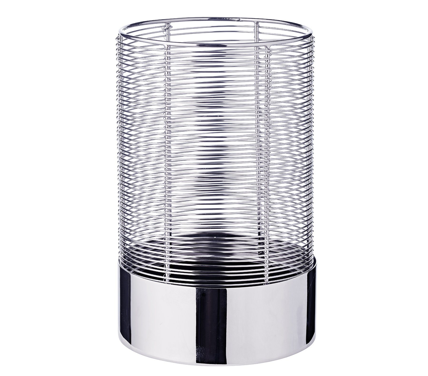 EDZARD Windlicht Kampen, Silber-Optik, Edelstahl, vernickelt, H 28 cm, Ø 17 cm