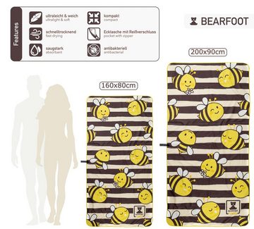 BEARFOOT Strandtuch Mikrofaser Tier Handtuch mit Tasche, Mikrofaser (1-St), schnelltrocknende Microfaser Qualität, geeignet als Fitnesshandtuch, Badetuch, Strandhandtuch, Saunatuch, Reisehandtuch