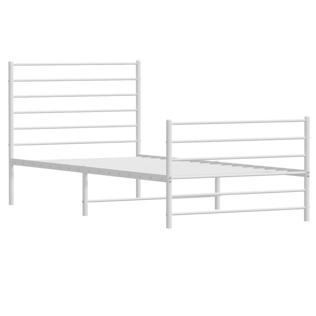 vidaXL Bettgestell Bettrahmen mit Kopf- und Fußteil Metall Weiß 90x200 cm B günstig online kaufen
