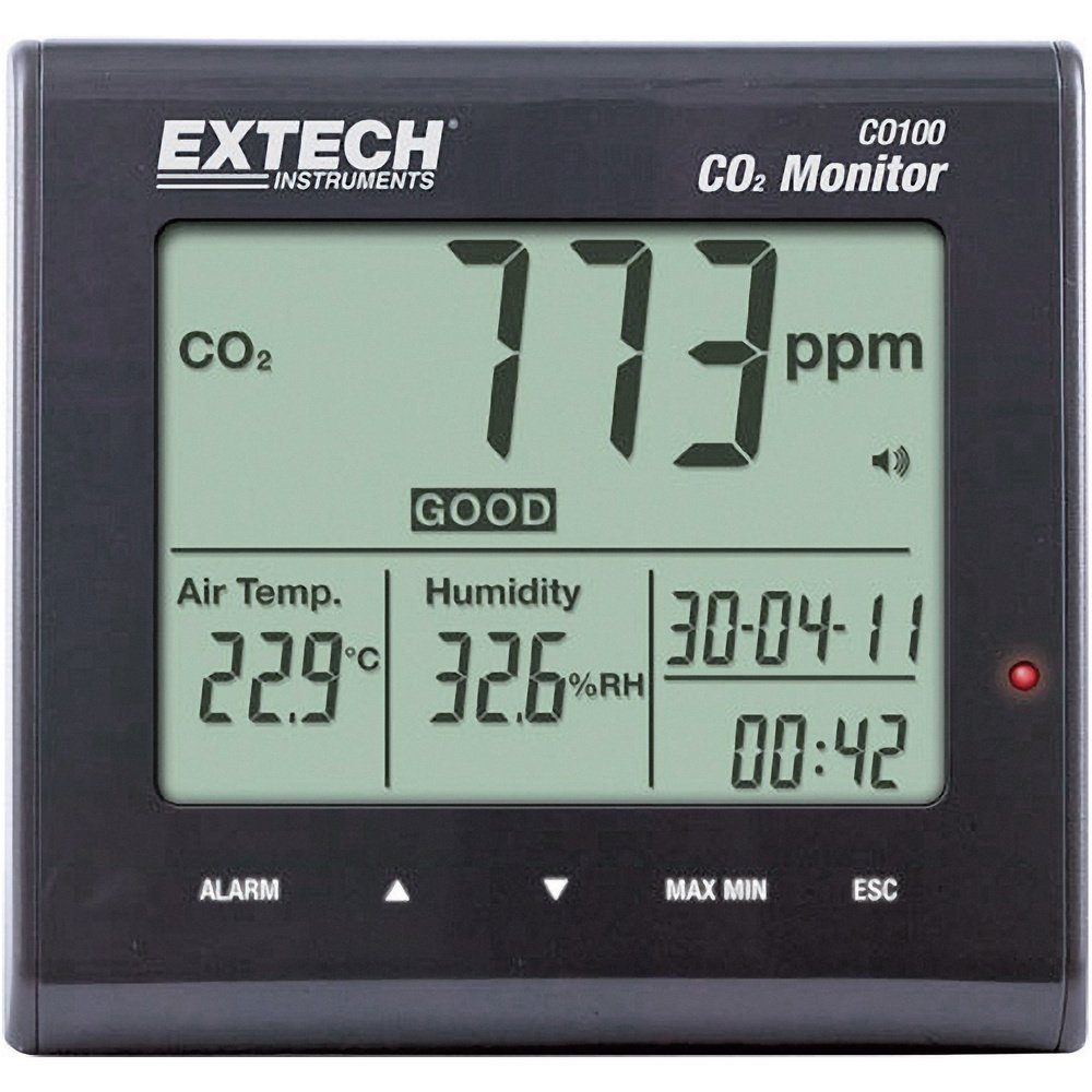 Extech CO100 Kohlendioxid-Messgerät 0 - 9999 ppm Gasmelder