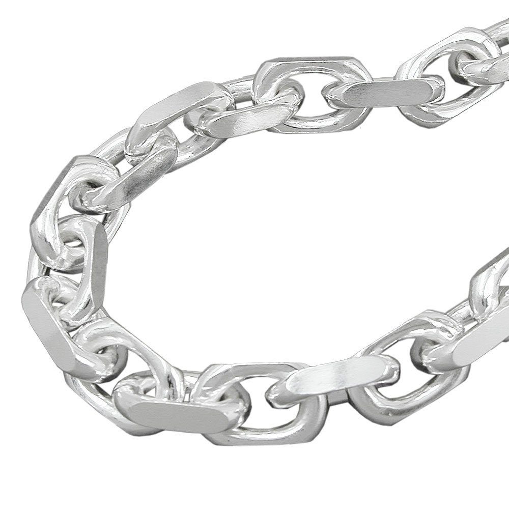 unbespielt Silberkette Halskette Ankerkette 4 x diamantiert 925 Silber  Länge 55 cm x 8 mm inklusive kleiner Schmuckbox, Silberschmuck für Damen  und Herren