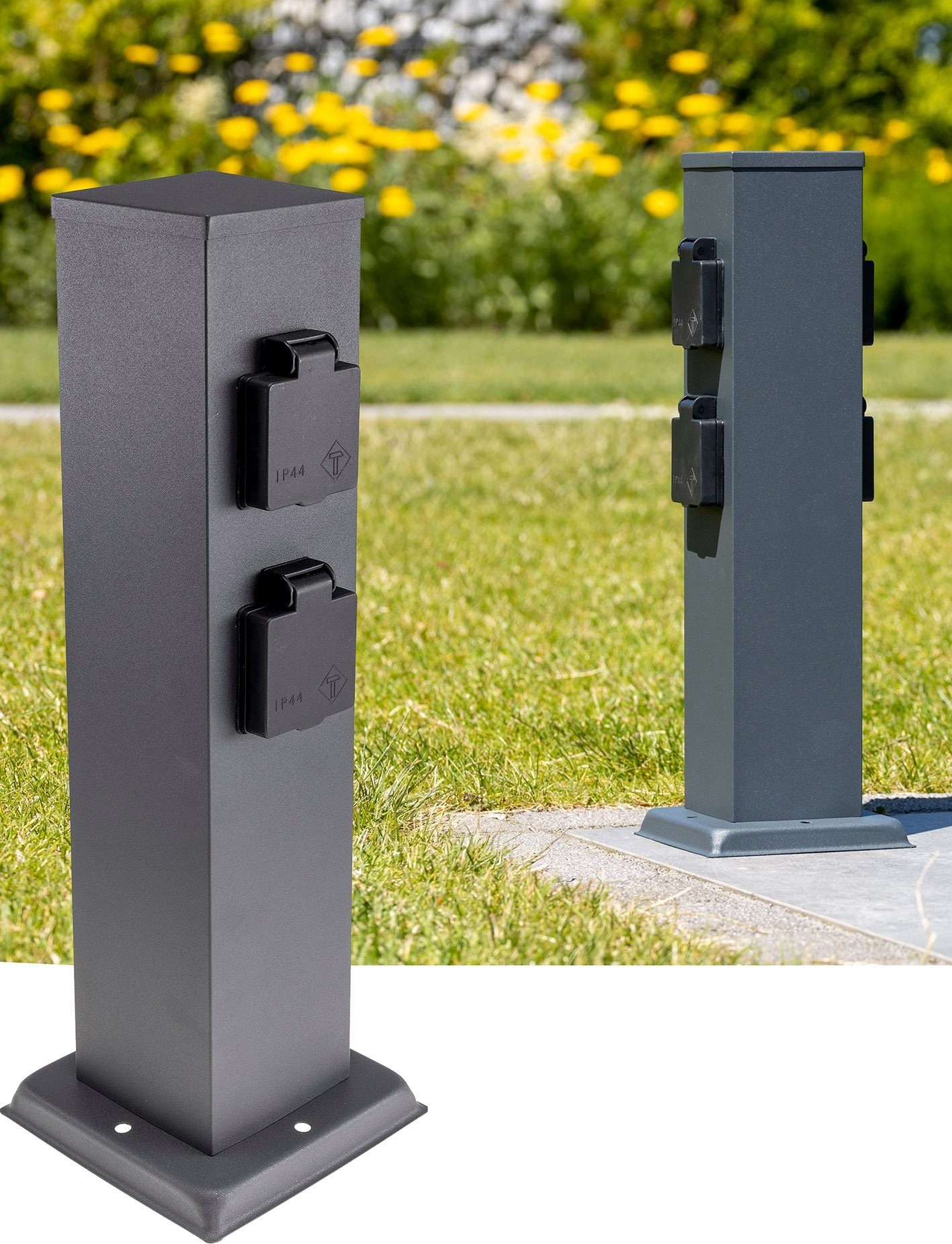 ChiliTec Gartensteckdose Steckdosensäule 4-Fach Gartensteckdose TRIX IP44 Aussensteckdose mit