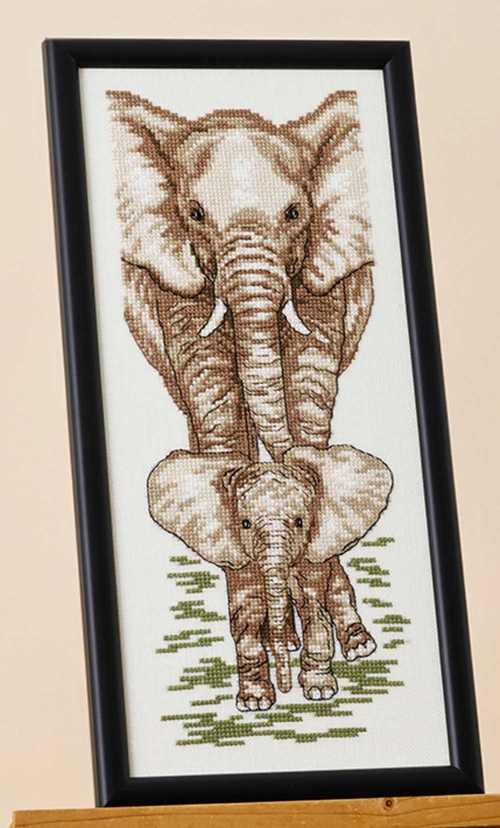 Permin Kreativset Kit per punto croce Permin "Elefante con cucciolo", 15x35 cm, (embroidery kit by Marussia)