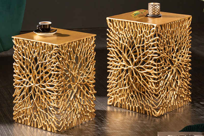 riess-ambiente Beistelltisch LEAF 30cm gold (Set, 1-St), Nachttisch · Metall · Handarbeit · Modern Design