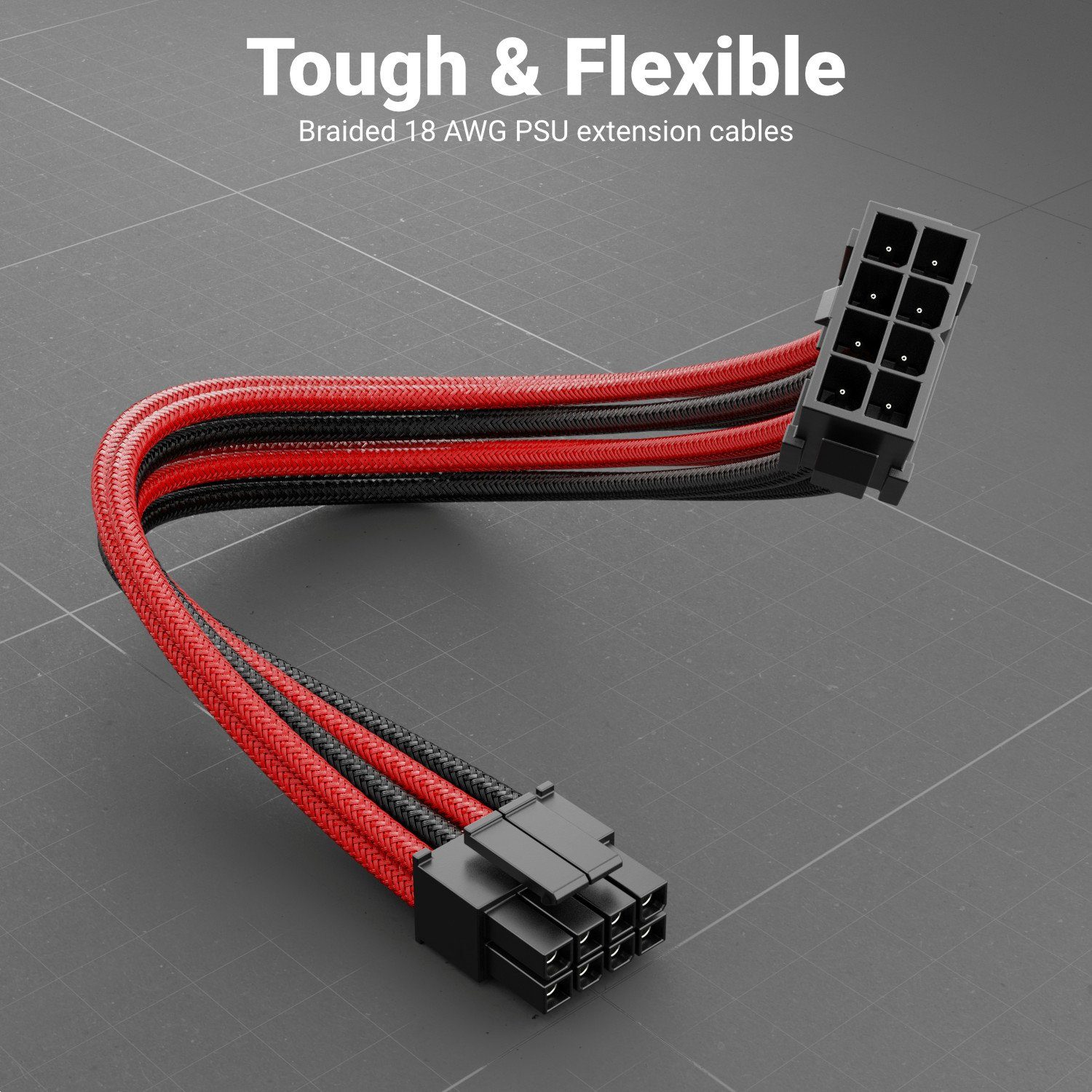 deleyCON deleyCON 4+4-Pin EPS CPU Prozessor Strom Kabel Intern 30cm 18 AWG PSU Computer-Kabel