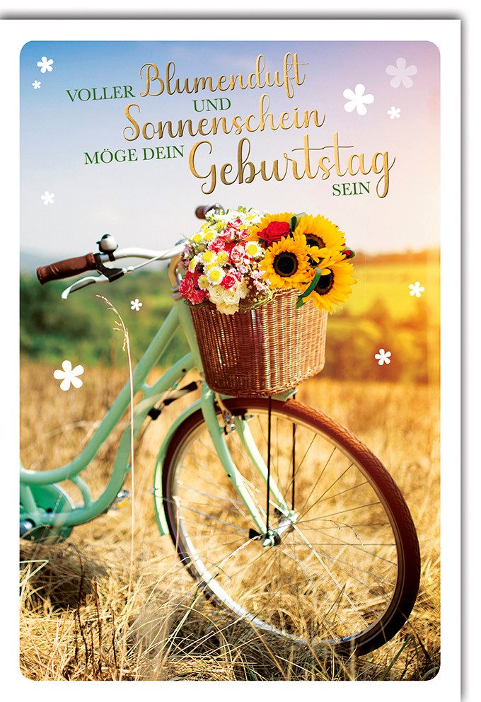 Grußkarten Geburtstag - Glückwunschkarte im Format 11,5 x 17 cm - Fahrrad, lindgr