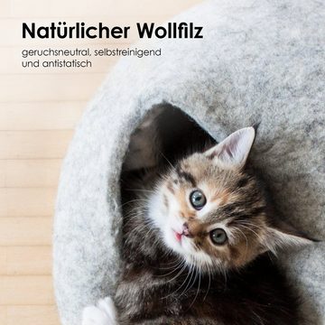 LucyBalu Tierbett Katzenhöhle aus Filz, Filzhöhle für Katzen, Kuschelhöhle für Katzen