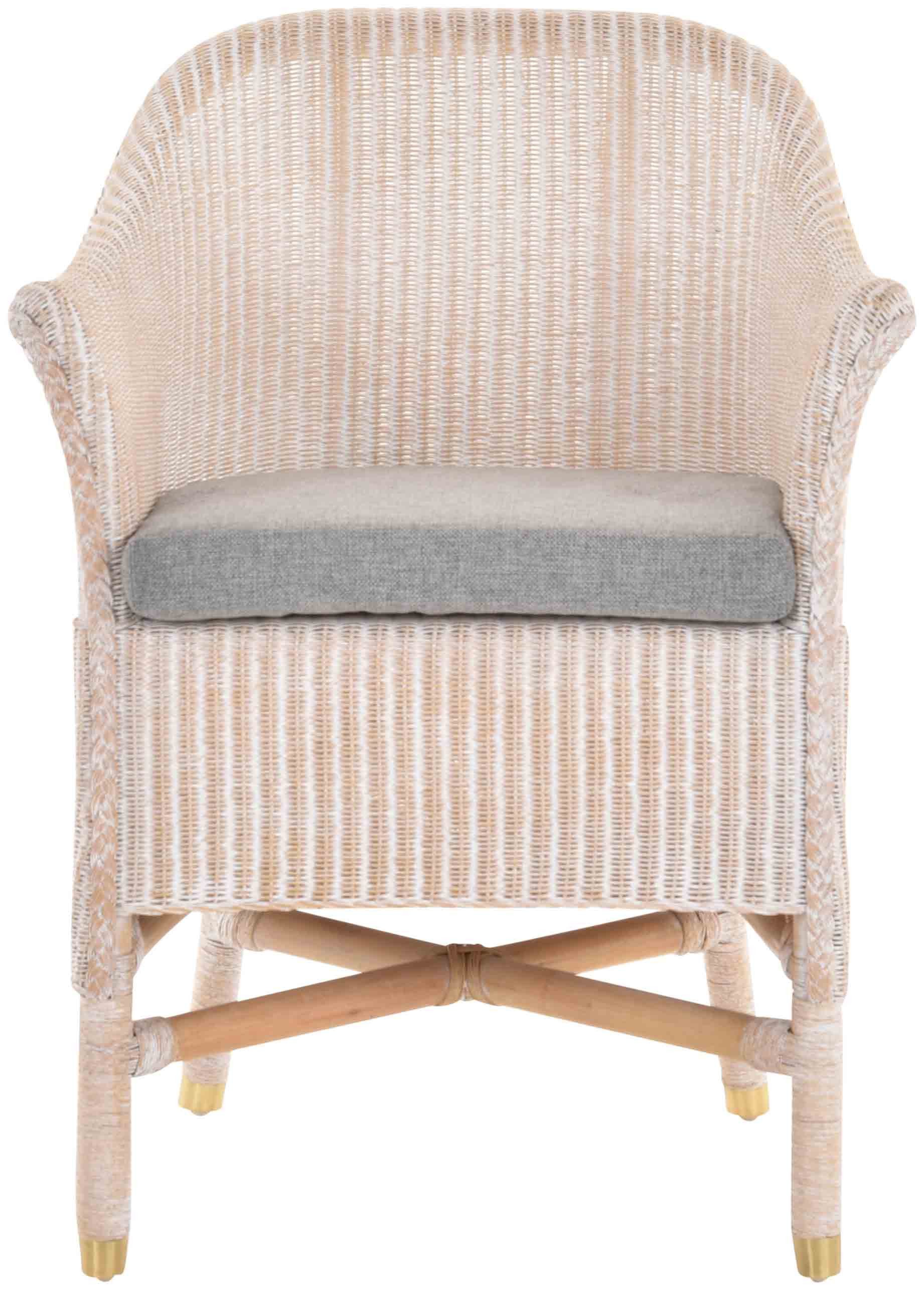 Krines Home Esszimmersessel Loom-Sessel inkl. Polster Braun aus echtem Loom-Geflecht, Komplett montiert