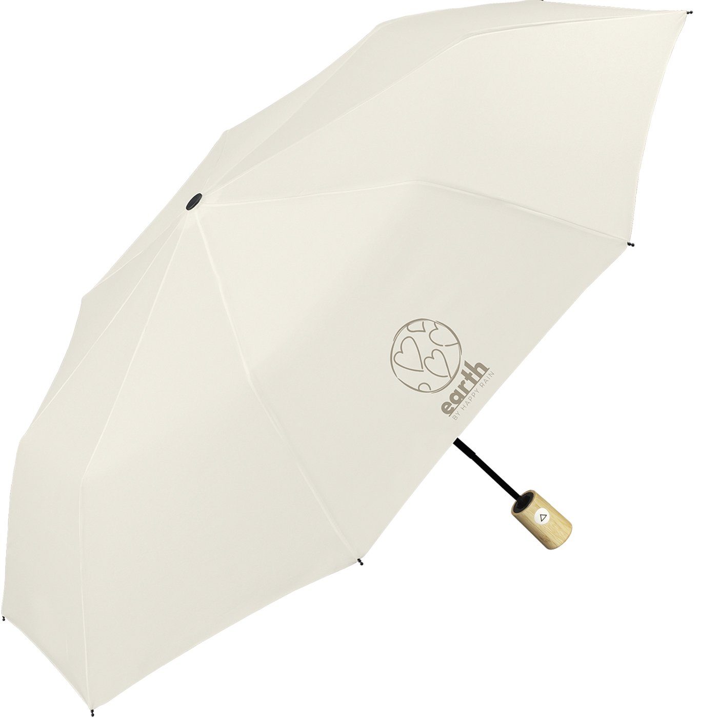 HAPPY RAIN Taschenregenschirm Earth gut Schirm Umwelt - tun Auf-Automatik, mit für creme geschützt etwas die nachhaltiger