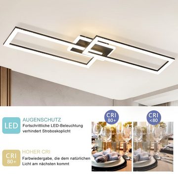 ZMH LED Deckenleuchte 2-Rechtecke Geometrischem Kristall Modern Desgin 56W CRI 80+, dimmbar, LED fest integriert, warmweiß-kaltweiß, Schwarz