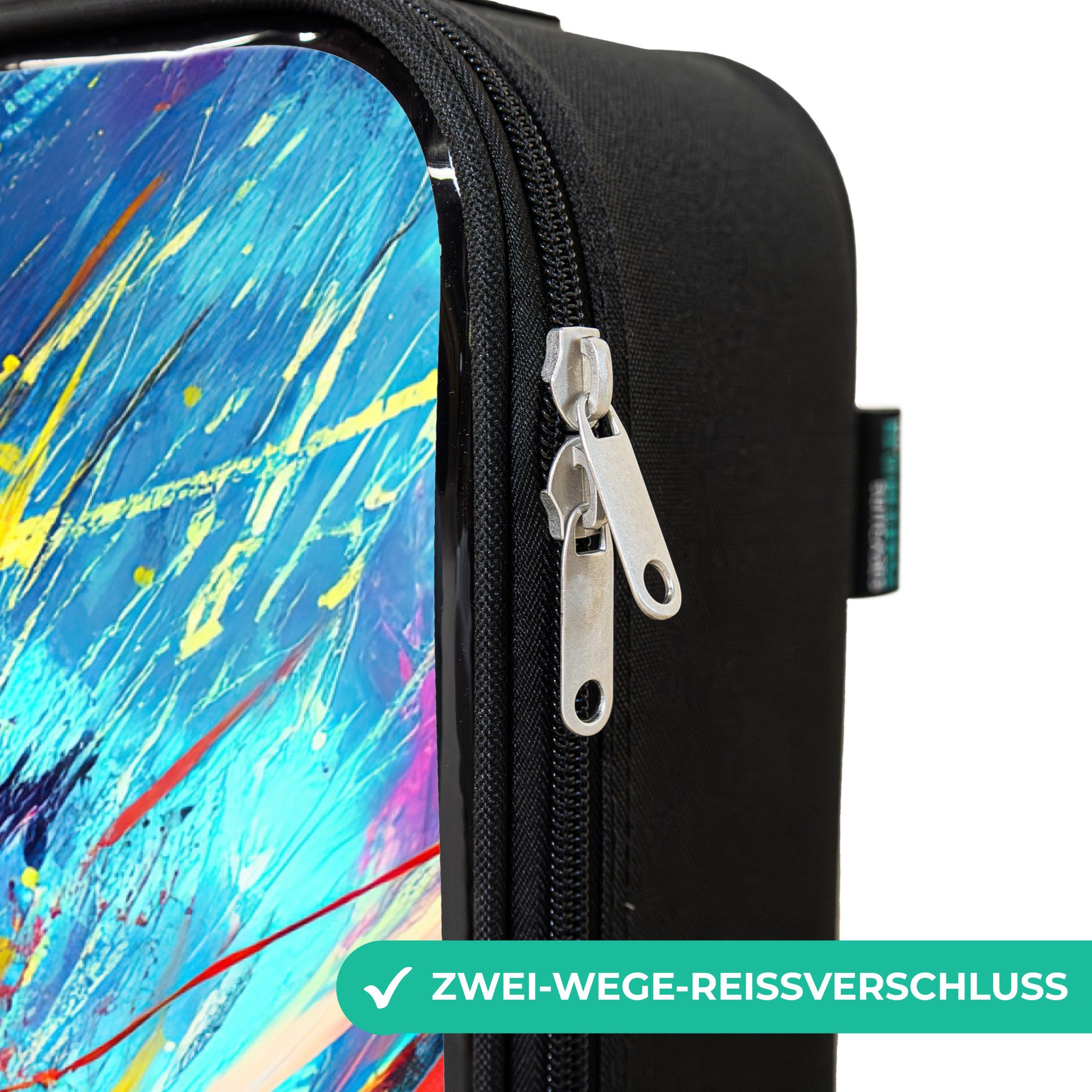 NoBoringSuitcases.com© Kinderkoffer mit leuchtende Räder - Neon - Fußball - Farbenfroh, 2 Rollen, Kinder Koffer Klein, Trolley Handgepäck, Reisekoffer – Bild 4 von 5