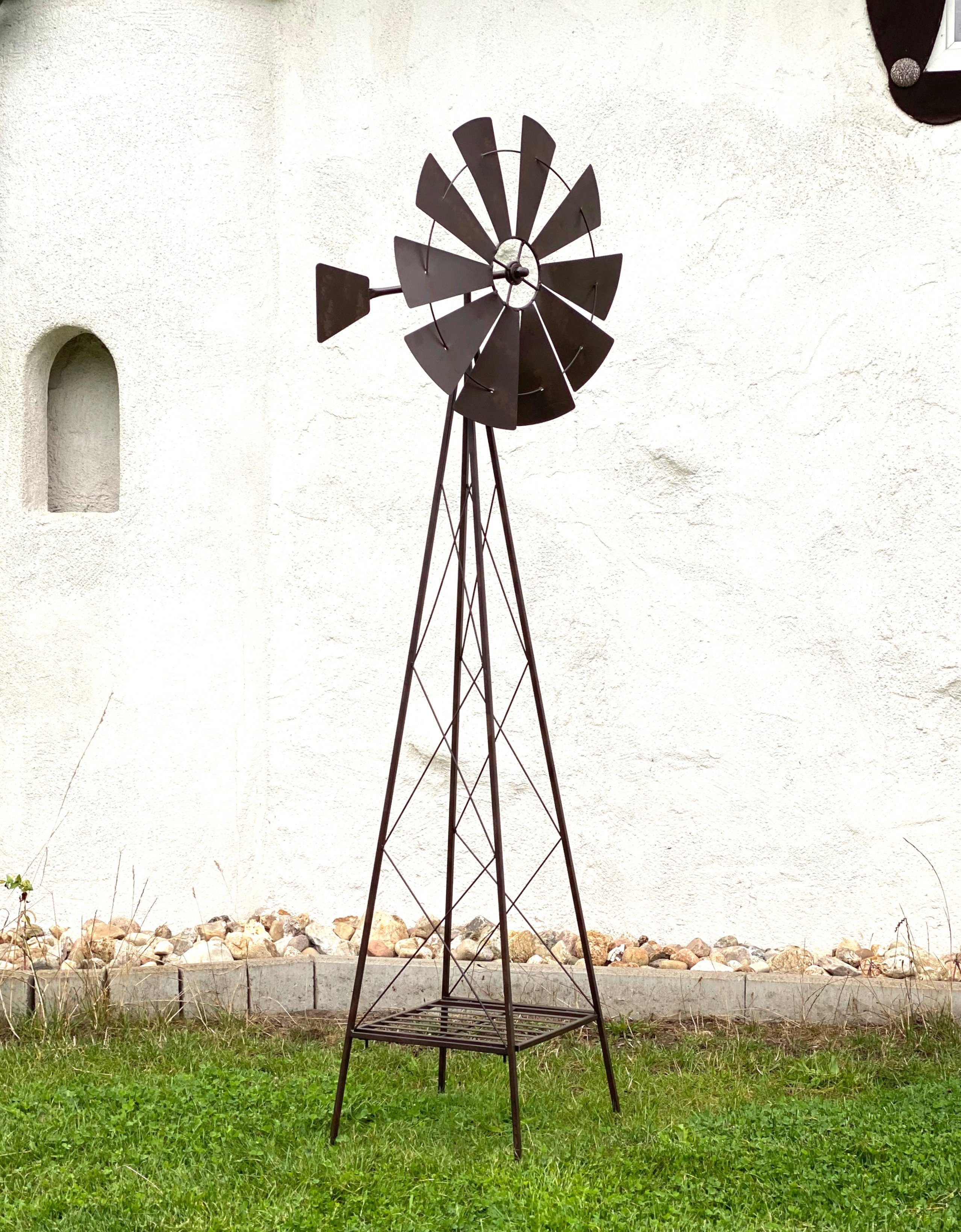 DanDiBo DekoWindrad Windrad Metall 170 cm kugelgelagert Braun