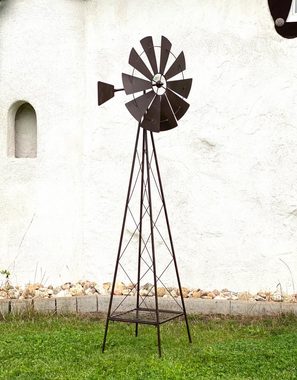 DanDiBo Deko-Windrad Windrad Metall 170 cm kugelgelagert Braun Windspiel Gartenstecker 96019 Windmühle Wetterfest Gartendeko Garten Bodenstecker