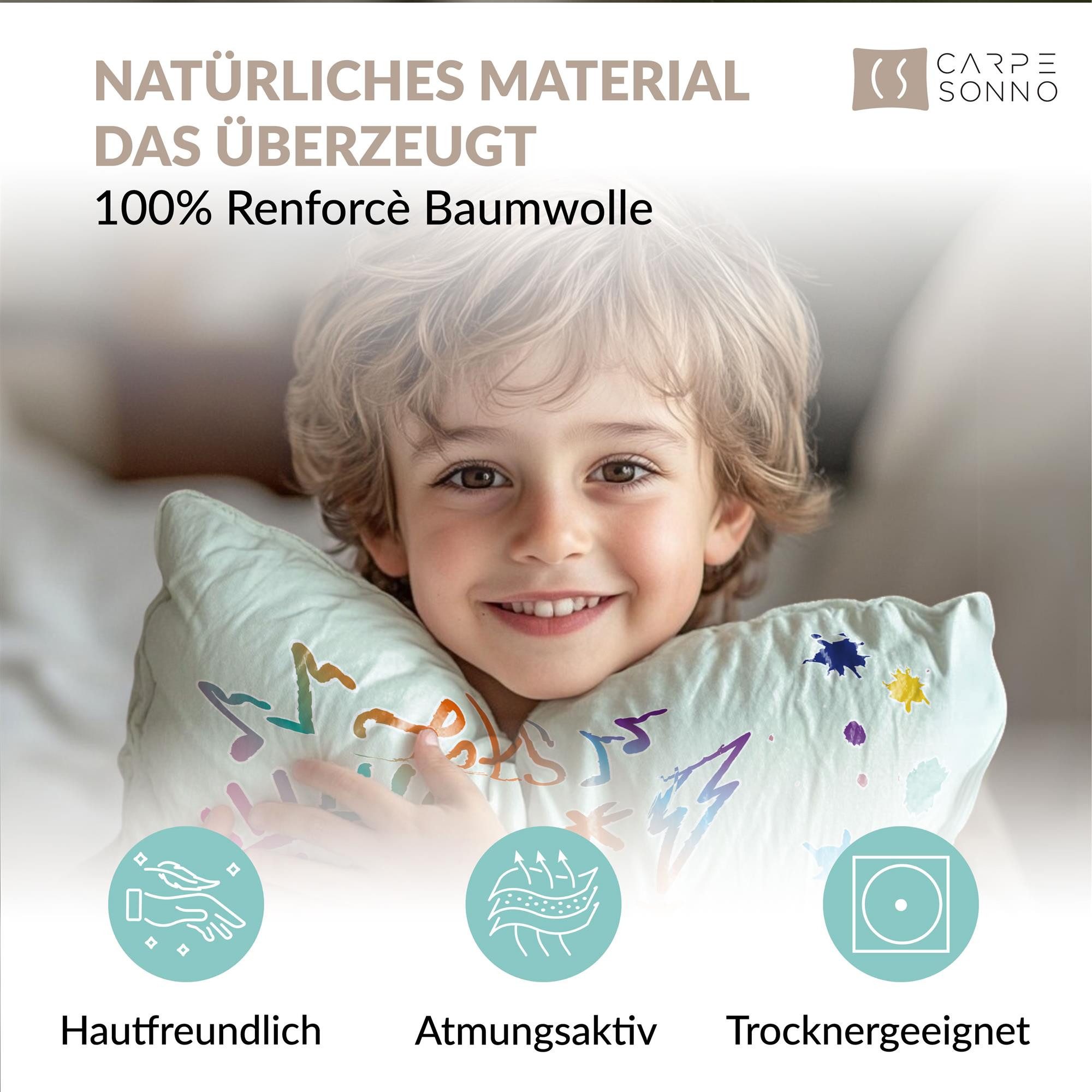 Carpe Sonno Kinderbettwäsche 135 x 200 Jungen Leuchtende Bettwäsche Kinder Dinosaurier + SPIELE, Renforcé, 2 teilig, GLOW IN THE DARK Dino Bettbezug 135x200 - 100% Baumwolle