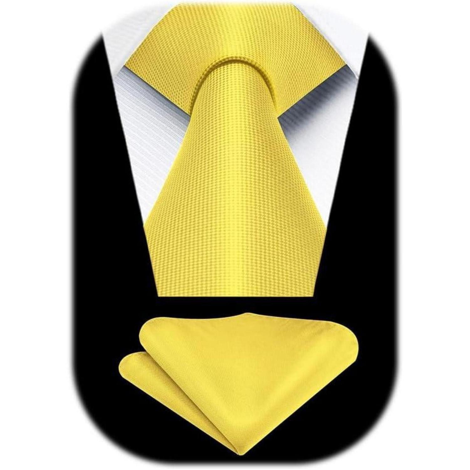 LuxusKollektion Krawatte Krawatten Herren Einstecktuch Set Hochzeit Business Gelb