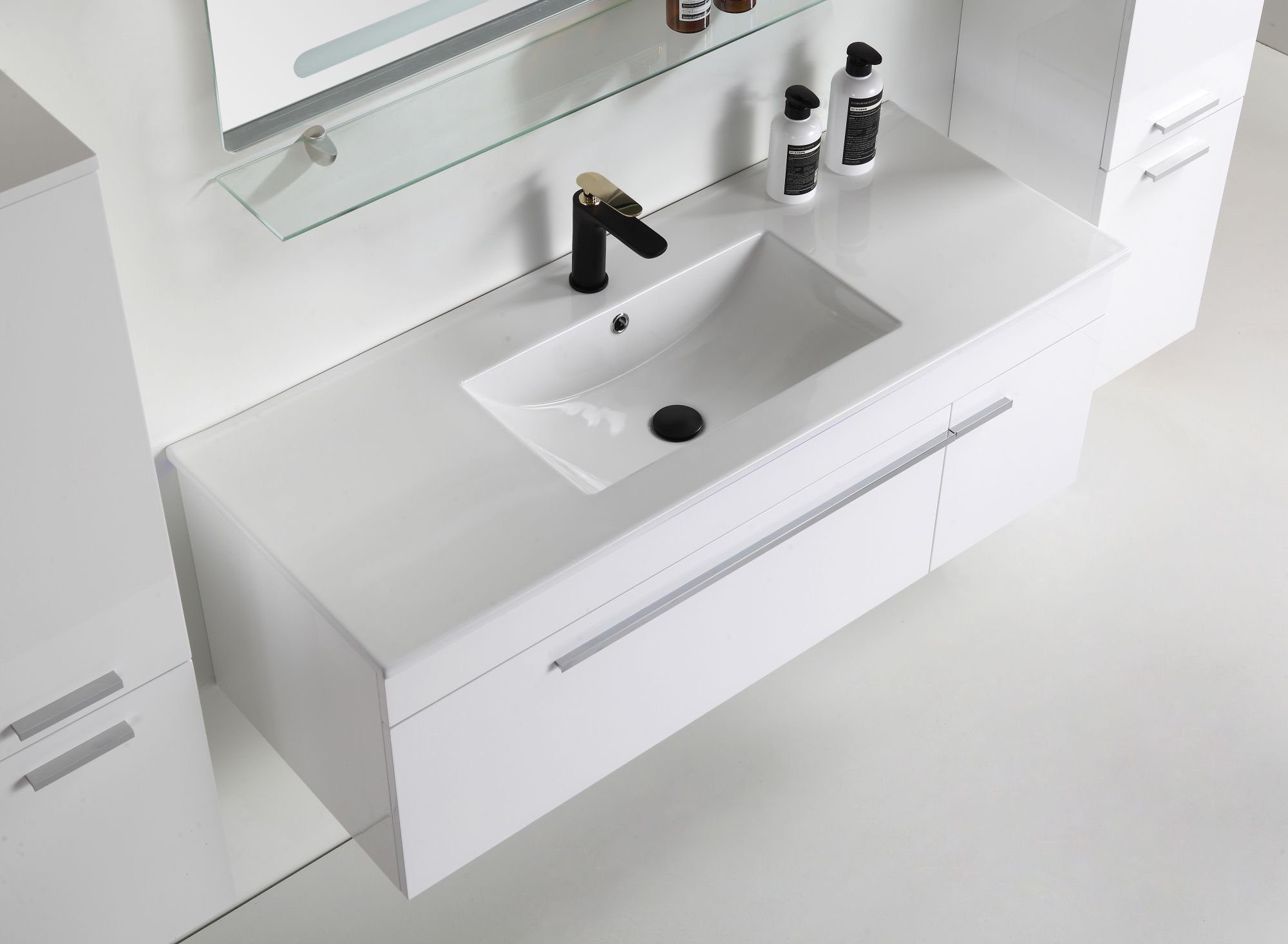 Faizee Möbel Badmöbel-Set Badmöbel set, Weiß komplett 5TLG 120cm, (Komplett-Set, 5-St)