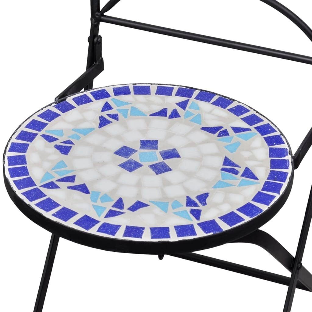 Blau 3-tlg. Gartenlounge-Set (3-tlg) Bistro-Set Keramikfliesen und vidaXL Weiß,