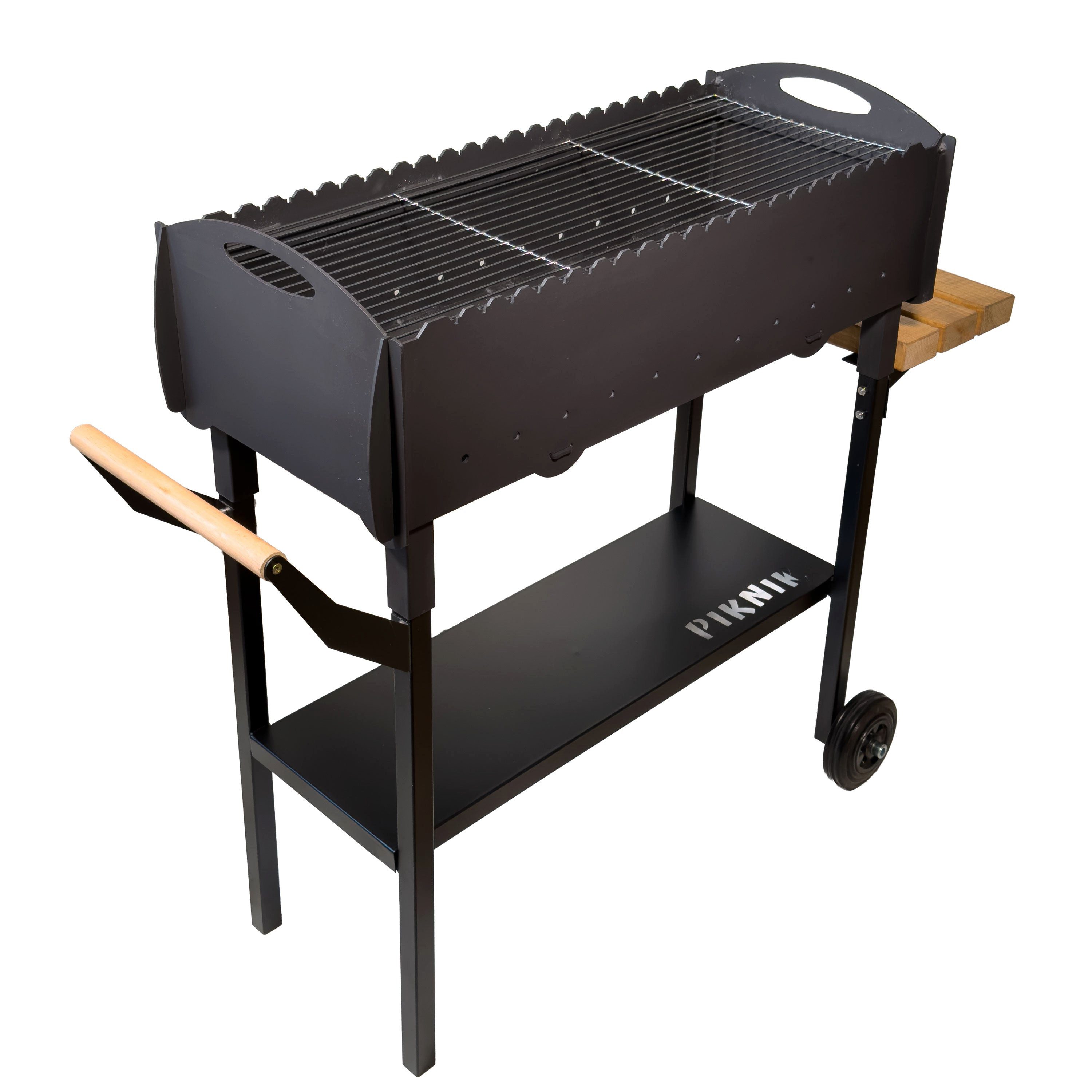 GOROCH Holzkohlegrill Mangal Mobiler Schaschlikgrill Stahl 3 mm für 21 Spieße mit Rädern