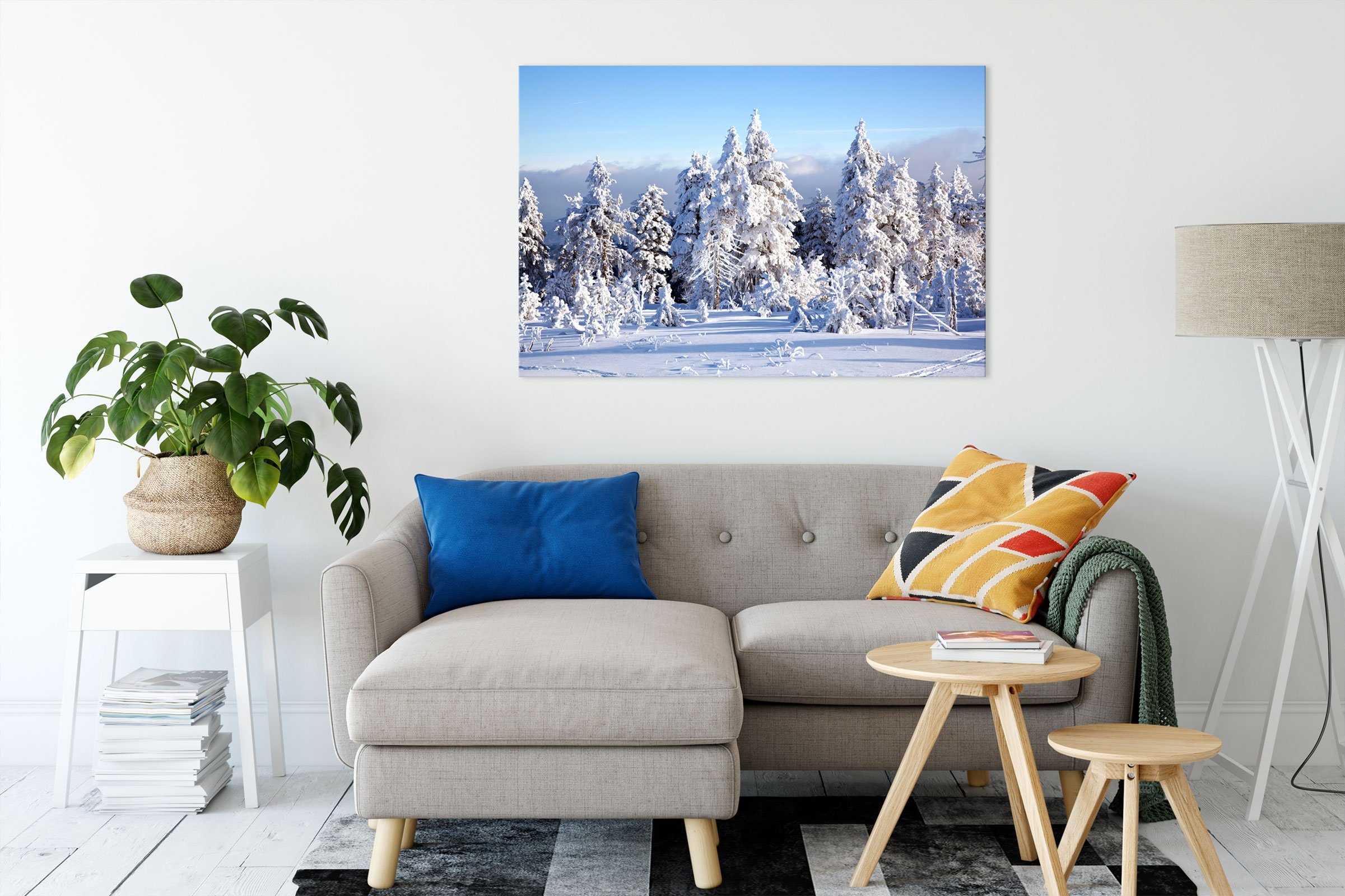 Pixxprint Leinwandbild Winterwald, Winterwald (1 St), Leinwandbild fertig b günstig online kaufen