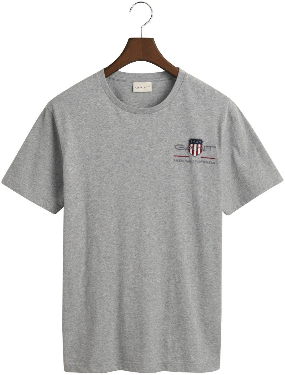 Archiv den 1980er-Jahren melange Gant SS dem grey T-Shirt T-SHIRT aus SHIELD EMB inspiriert ARCHIVE von REG