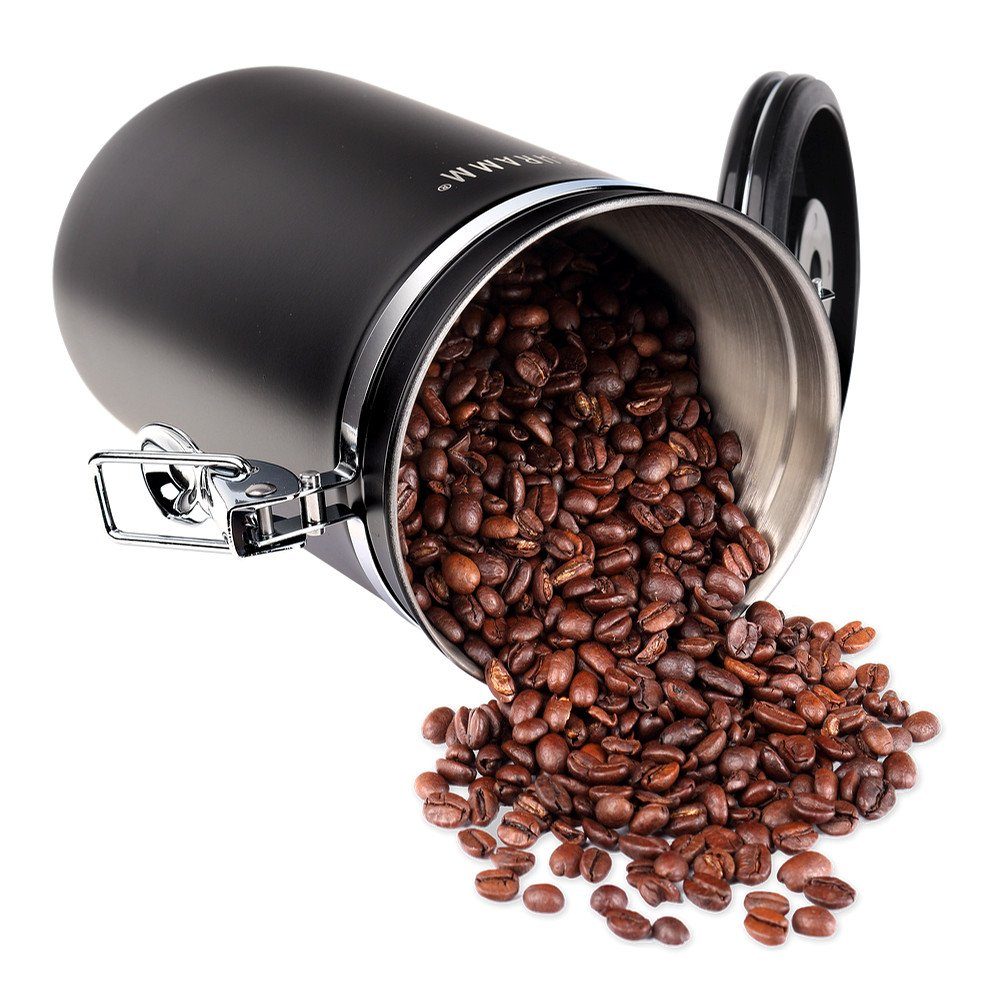 aus in ml Kaffeedose Kaffeedose 10 Kaffeebehälter mit Farben schwarz Kaffeedosen Höhe: Edelstahl Schramm Schramm® 1800 19cm Dosierlöffel