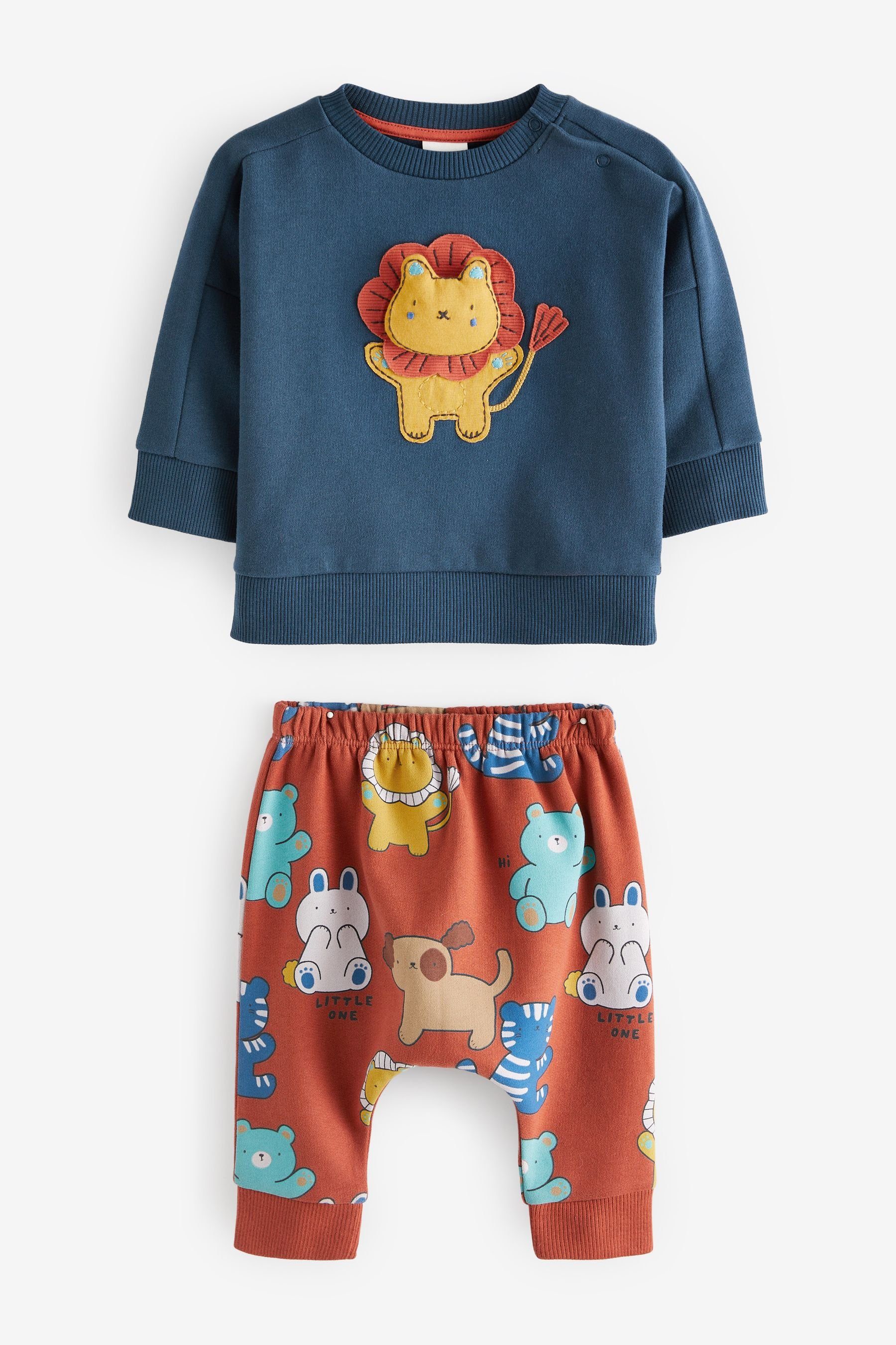 Navy mit (2-tlg) Jogginghose und Lion Sweatanzug Blue/Red Sweatshirt 2-teiliges Baby-Set Next