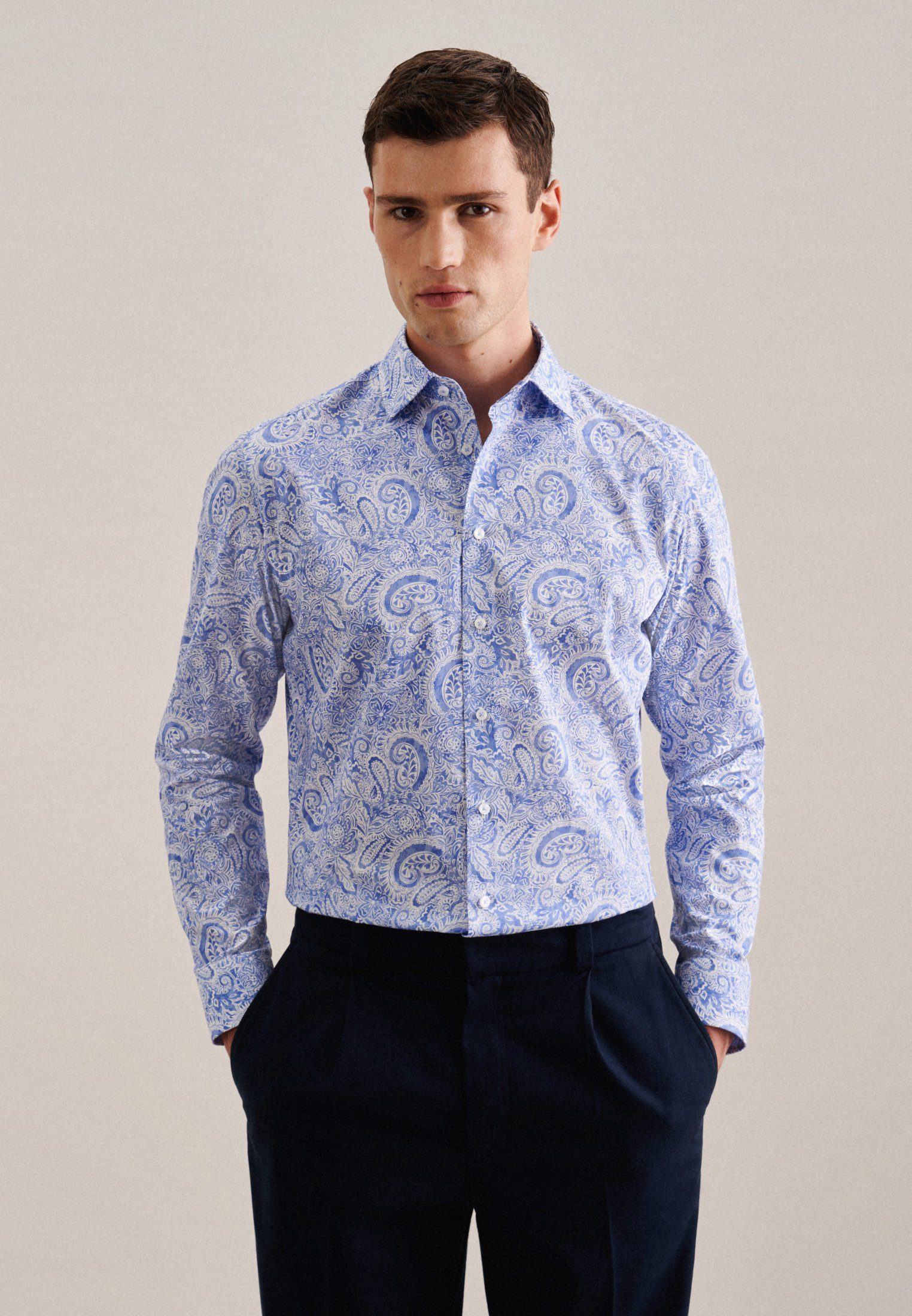 seidensticker Businesshemd Slim Slim 1/1 Kentkragen Paisley