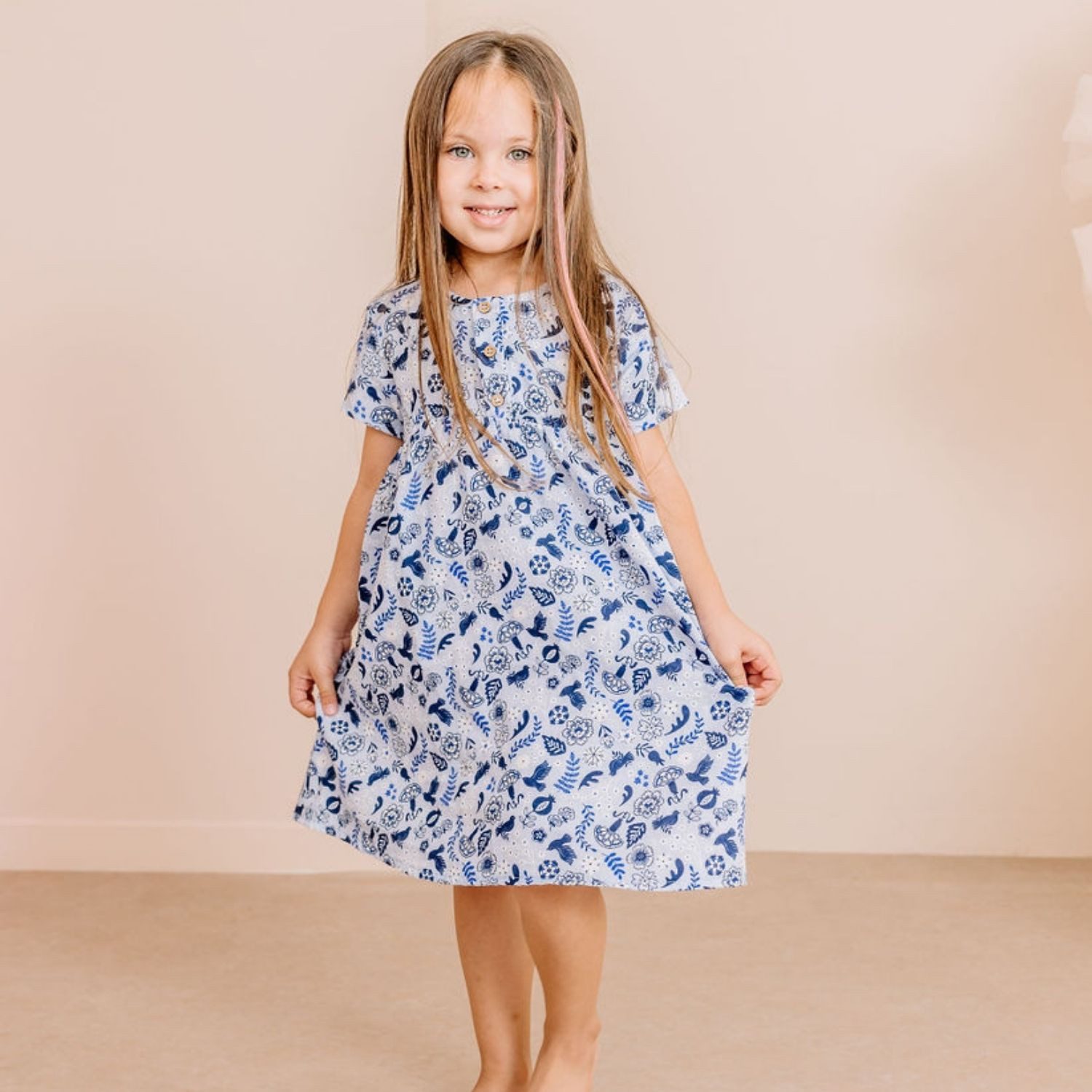 Walkiddy Sommerkleid Bio-Baumwollkleid mit Vogelmuster Bio Baumwolle,GOTS,Kinderbekleidung,nachhaltige Klamotten,Kleid