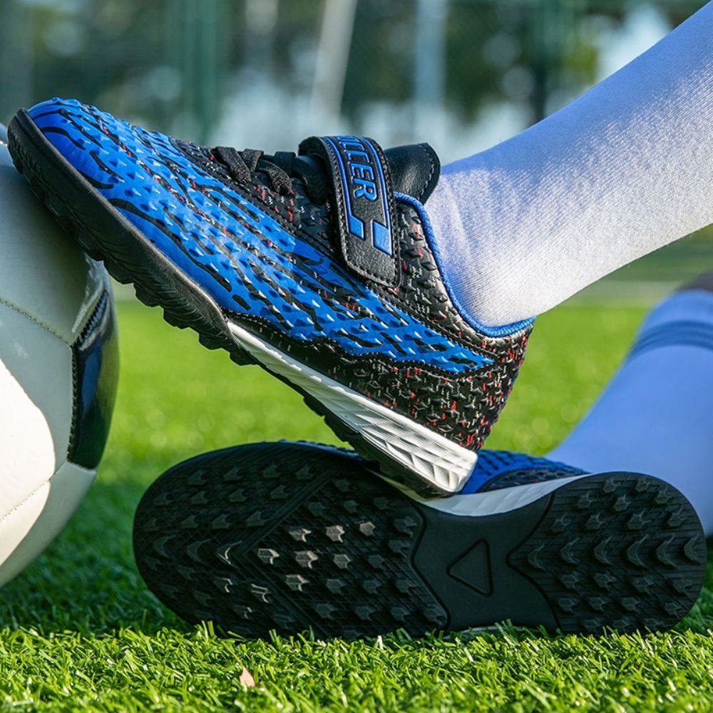 Fußballschuh mit Outdoor-Schuhe HUSKSWARE Kinder blau für schwarz (Turnschuhe Klettverschluss)