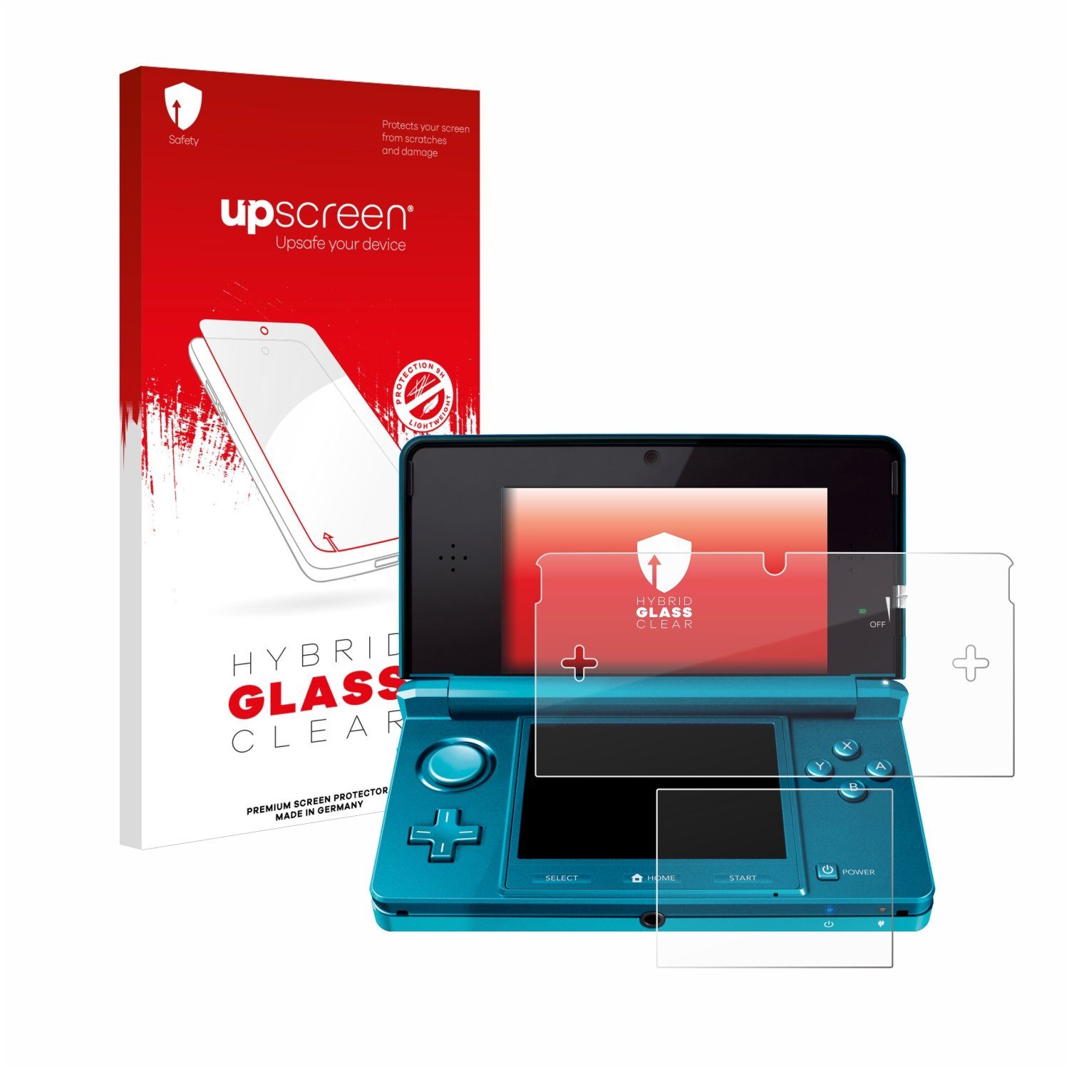 upscreen Panzerglasfolie für Nintendo 3DS, Displayschutzglas, Schutzglas Glasfolie klar