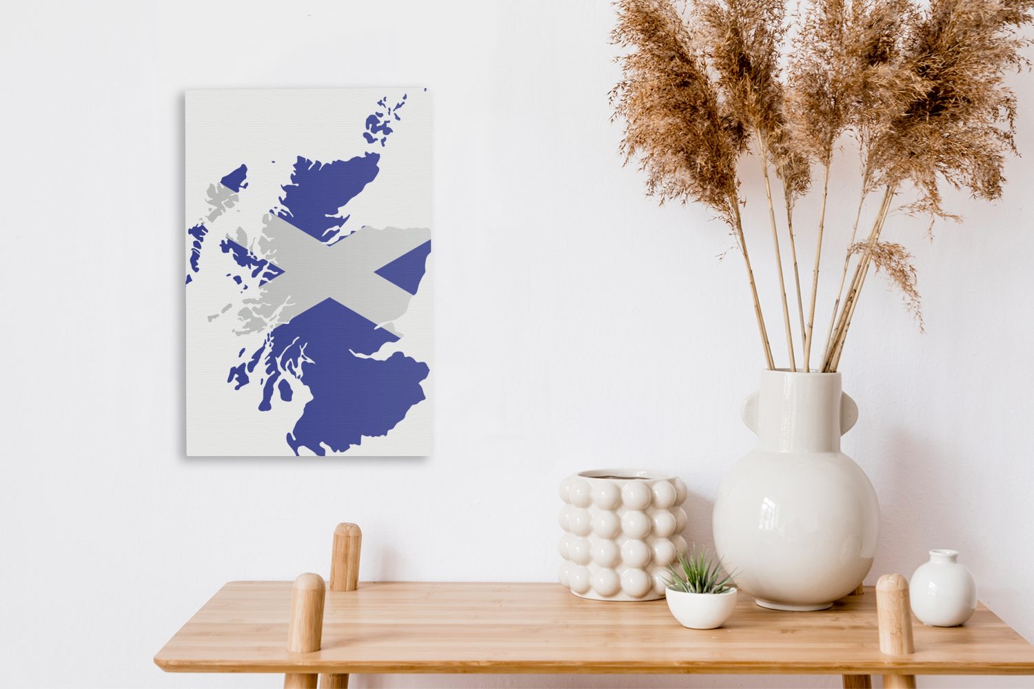 OneMillionCanvasses® Leinwandbild Karte St), Zackenaufhänger, 20x30 mit Flagge, der inkl. fertig (1 von cm Gemälde, bespannt Schottland Leinwandbild