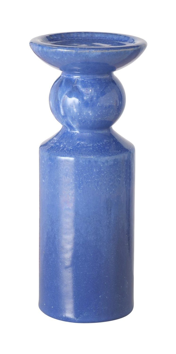 Kerzenleuchter PERUYA, H 23 cm, Blau, Steingut, für Stabkerzen