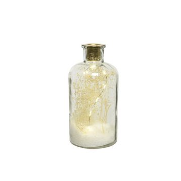 MARELIDA Kerzenhalter LED Dekoglas Trockenblumen Stabkerzenhalter Kunstschnee Leuchtglas (1 St)