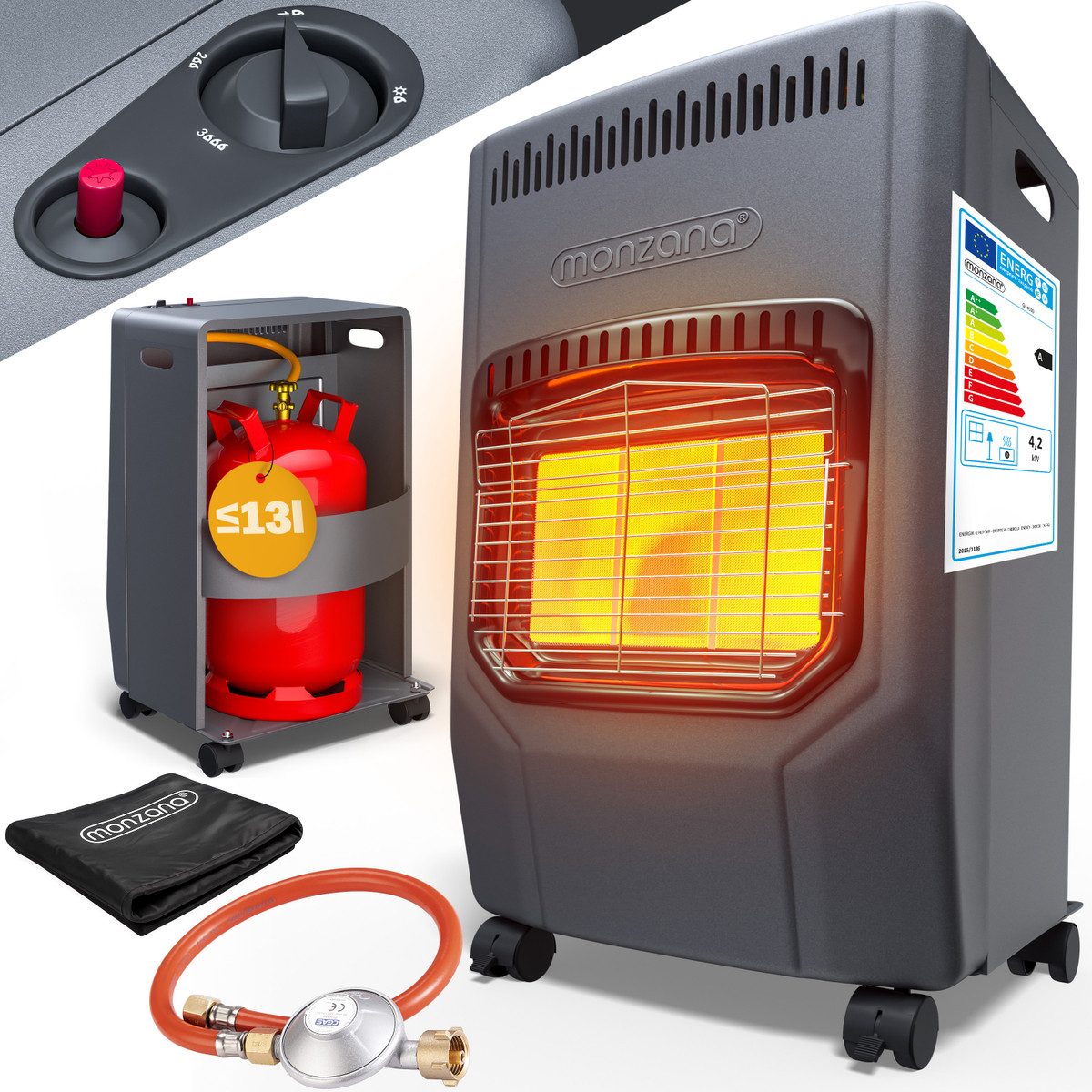 monzana Heizstrahler, 4200W Gasheizung für Innenräume Druckregeler Gasheize günstig online kaufen
