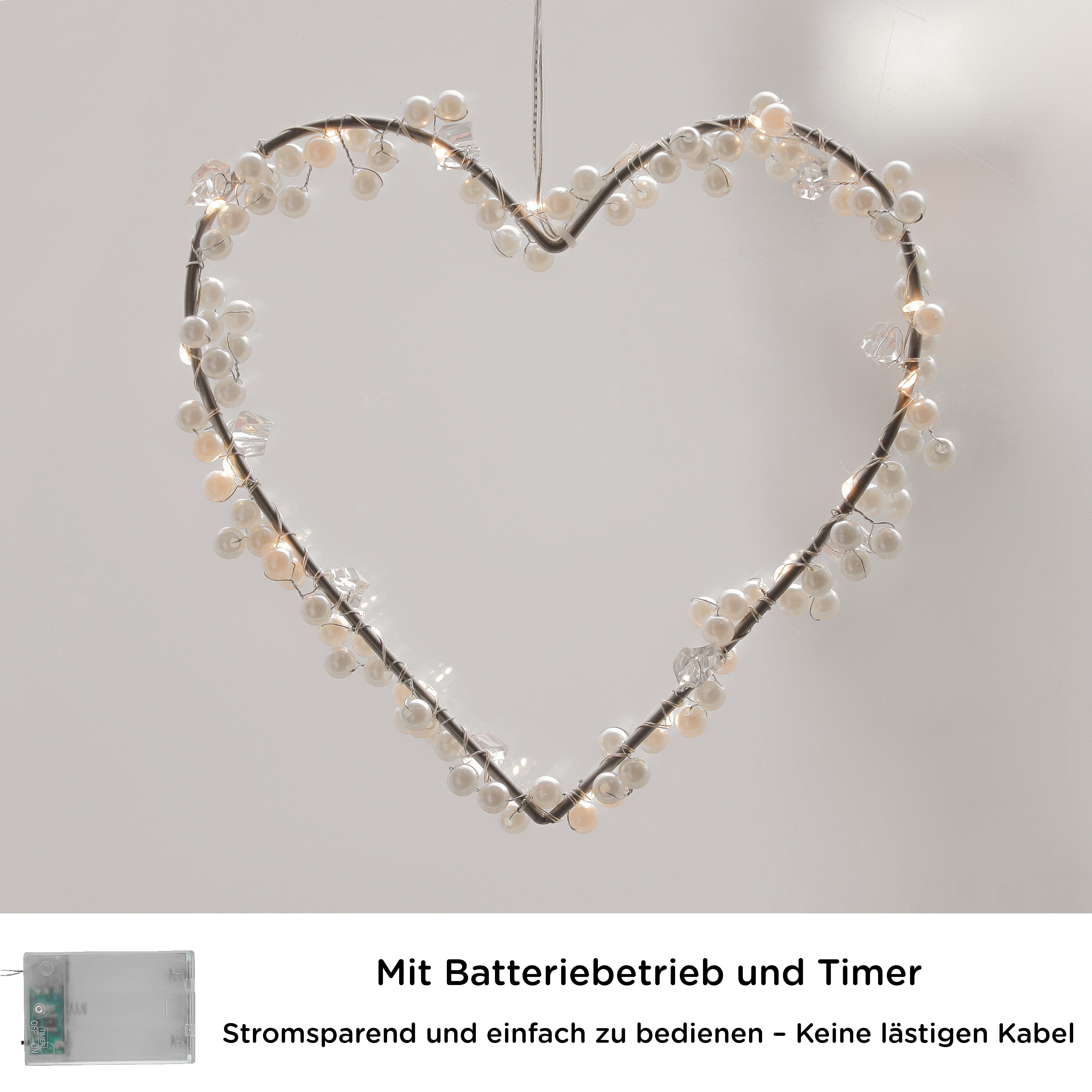 COZY HOME LED-Lichterkette Lichterketten Herz Lichterkranz LED Herz mit Stecker warmweiß Fenster – Bild 2 von 5