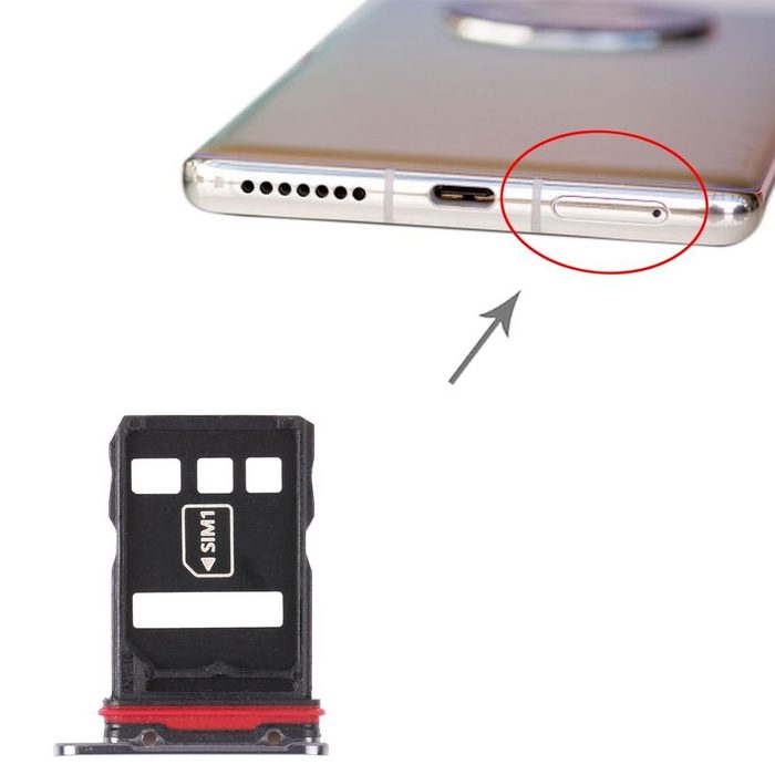 Wigento Für Huawei Mate 40 Pro SIM Card Tray + NM Card Tray Karten Halter Schwarz Neu Smartphone-Adapter 0 cm